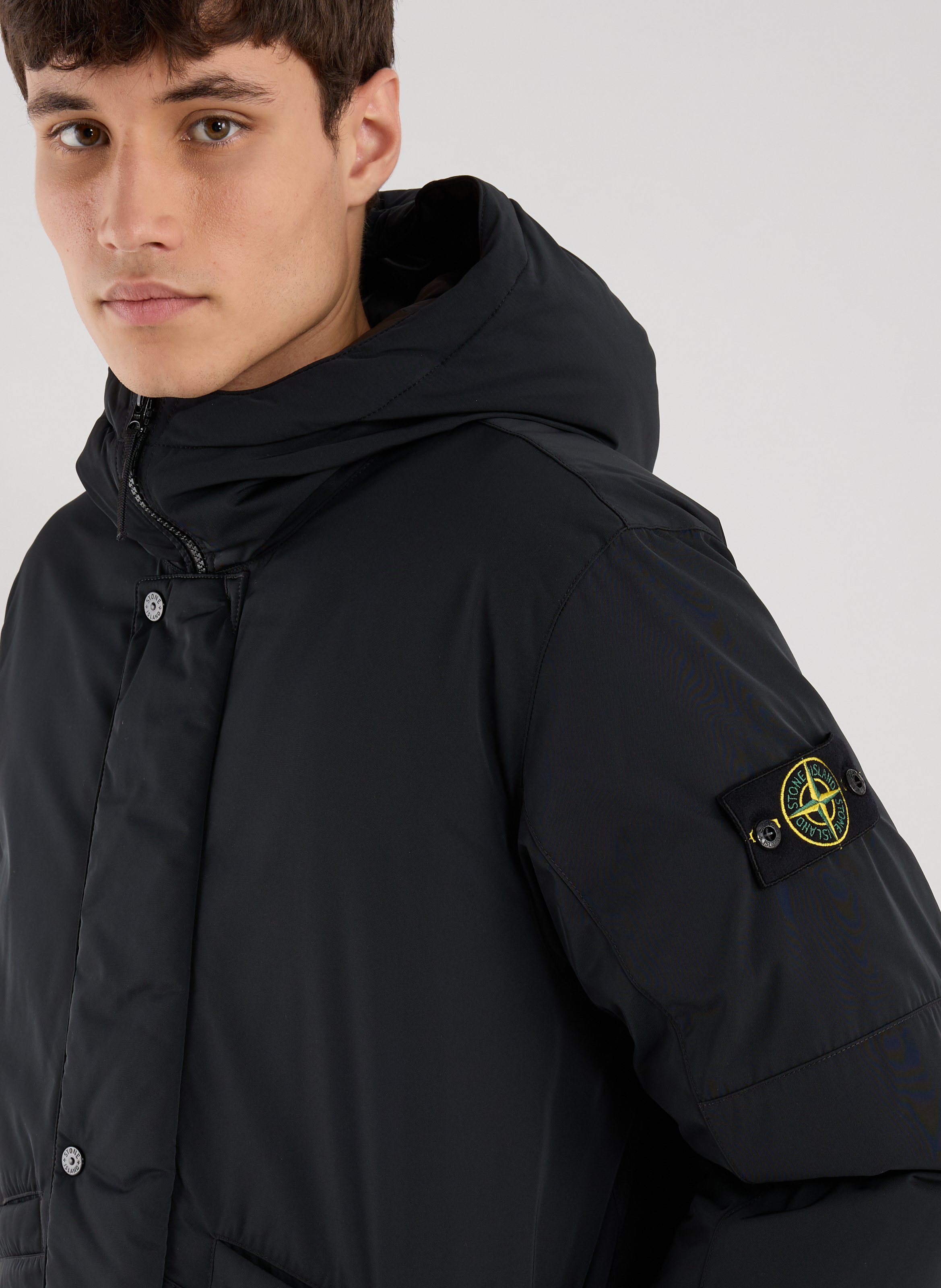 Hooded coat  STONE ISLAND Black