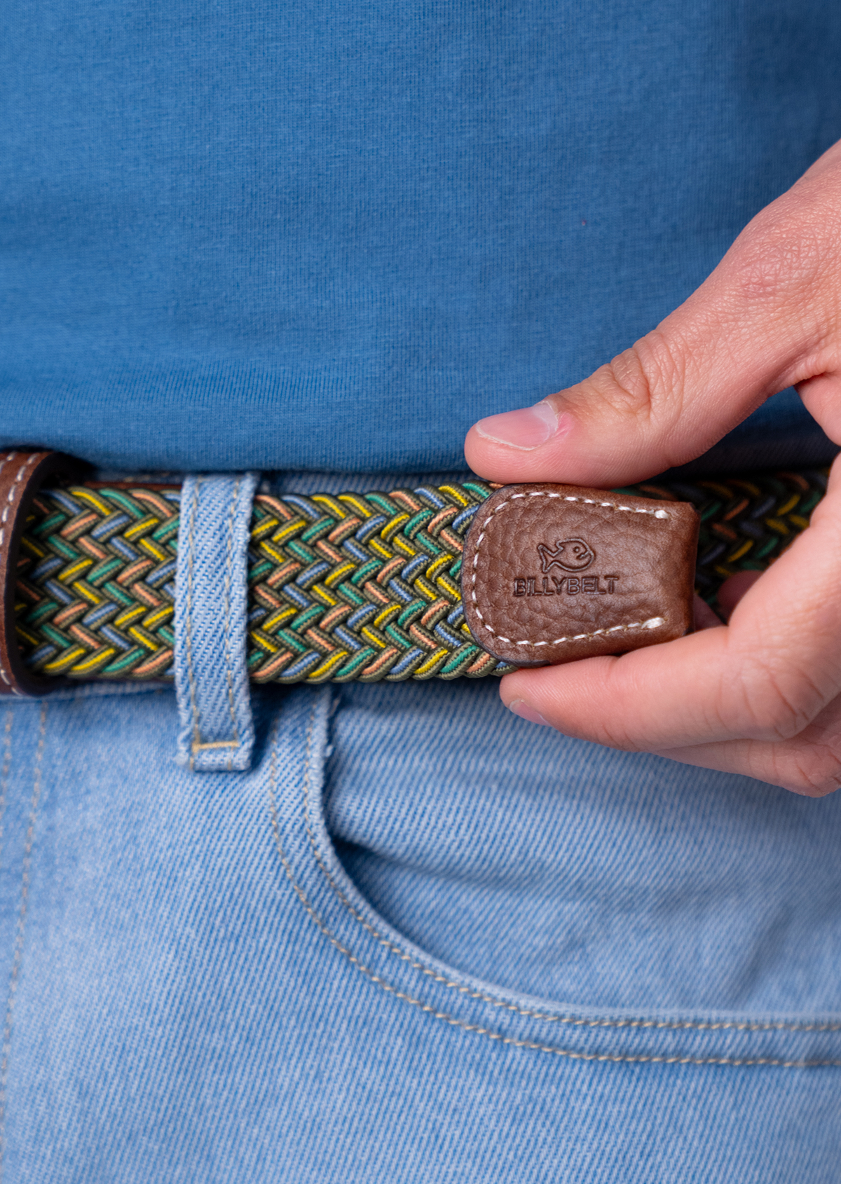 Ceinture tressée élastique multicolore BILLYBELT Multicolore