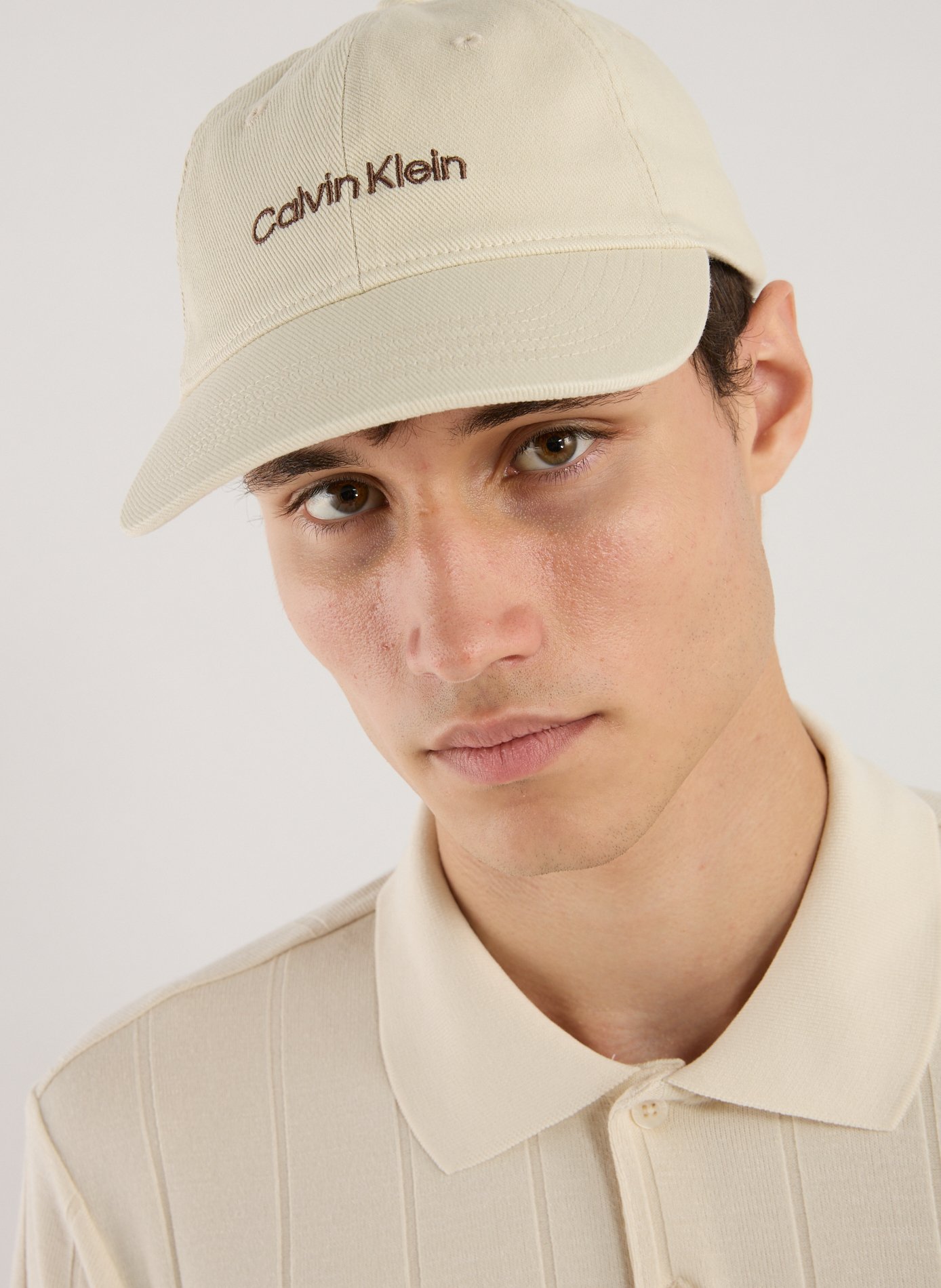 Embroidered Logo Denim Cap CALVIN KLEIN Beige