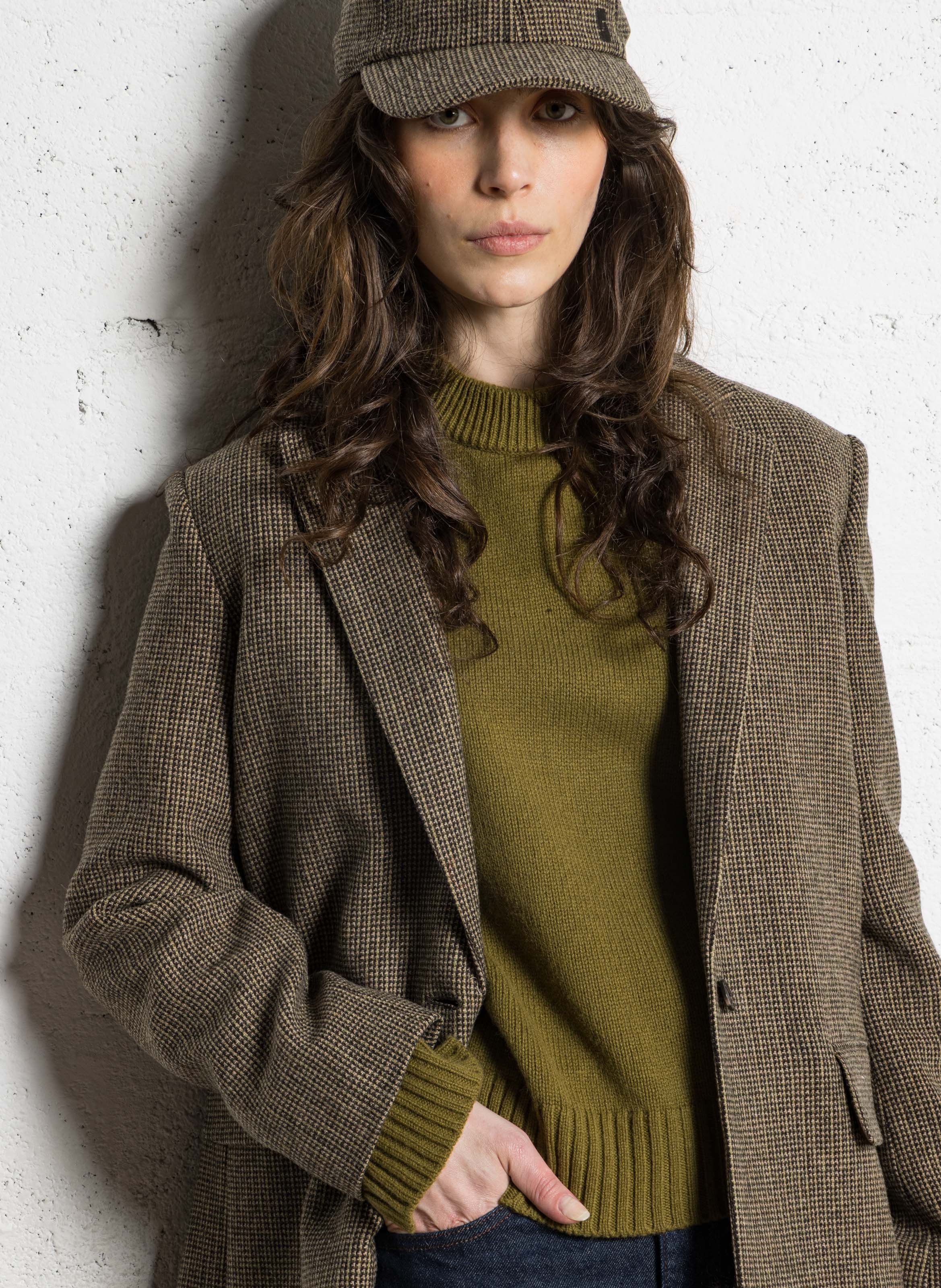 Veste de tailleur droite en laine sevres SOEUR Marron