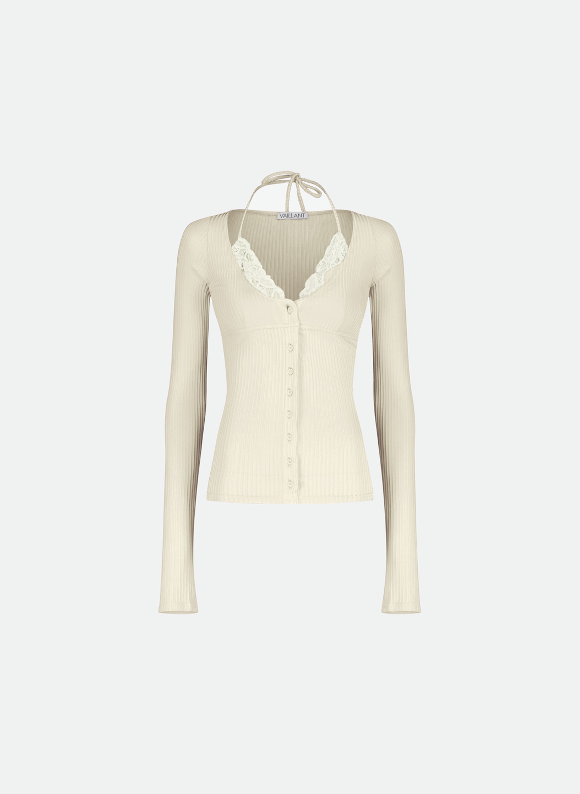 Cardigan en jersey côtelé avec soutien-gorge intégré VAILLANT Beige