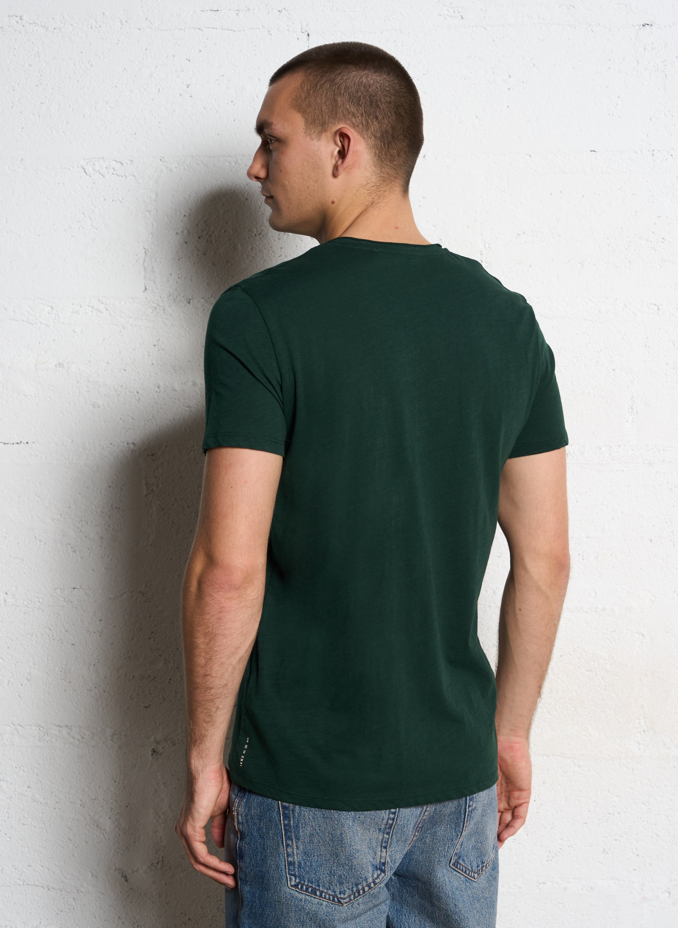 Tee-shirt col v en coton IKKS Vert