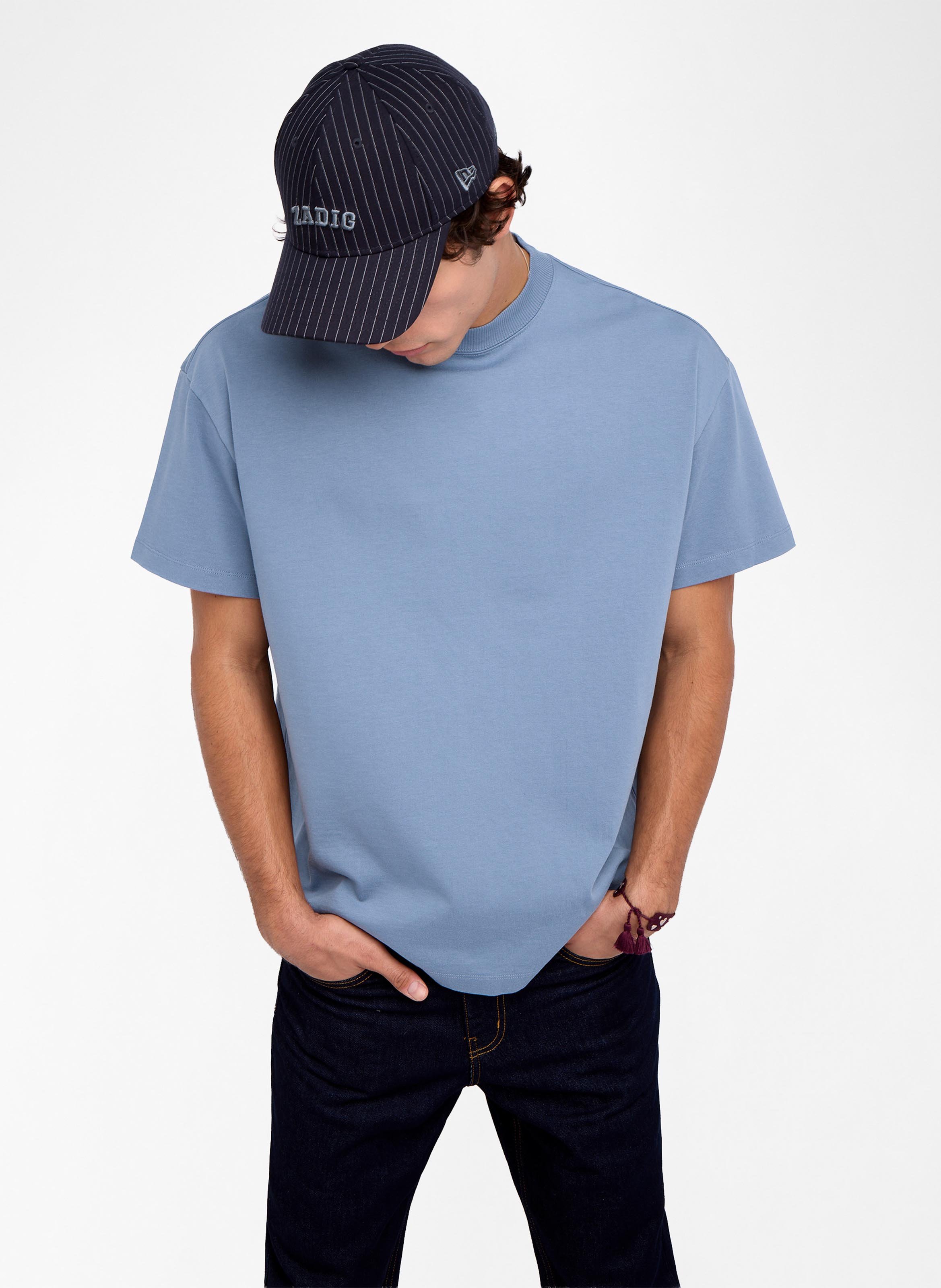 Tee-shirt droit col rond en coton imprimé teddyx ZADIG&VOLTAIRE Bleu