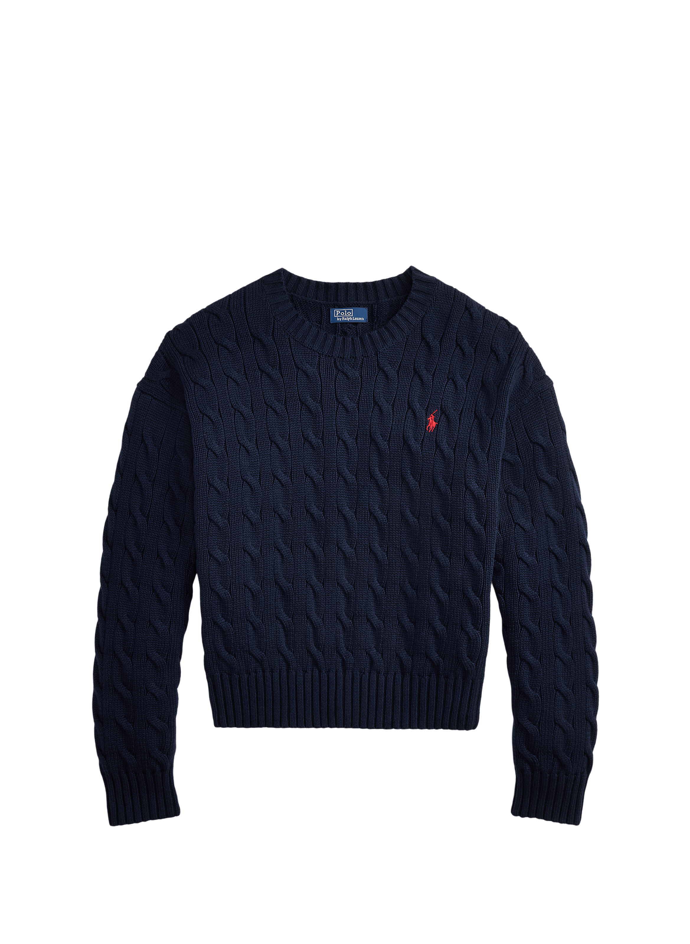 Pull à maille torsadée en coton POLO RALPH LAUREN Bleu