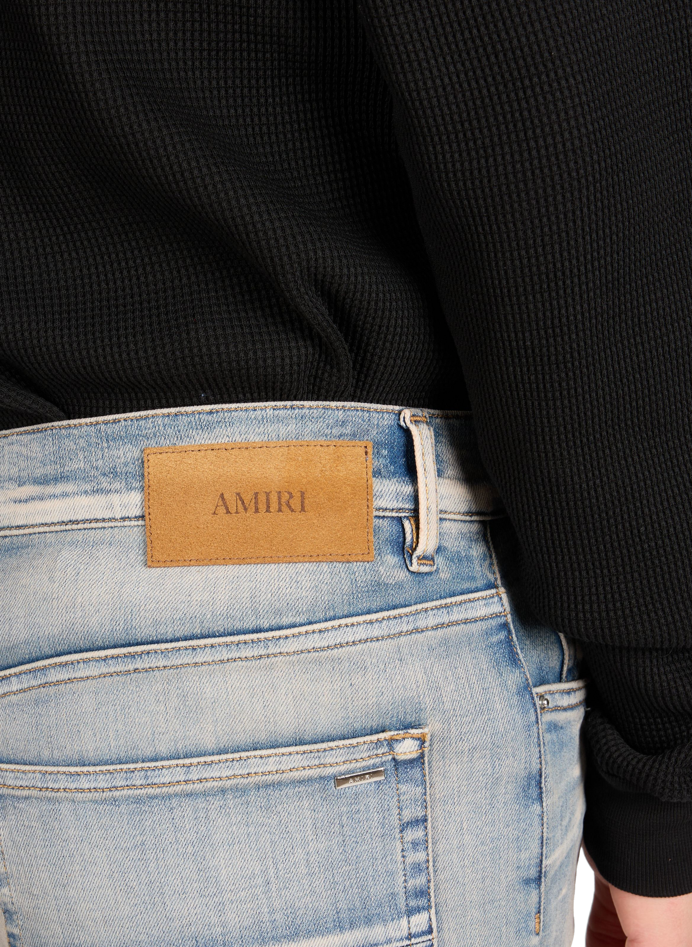 Jean droit Snake Stud en coton mélangé AMIRI Bleu