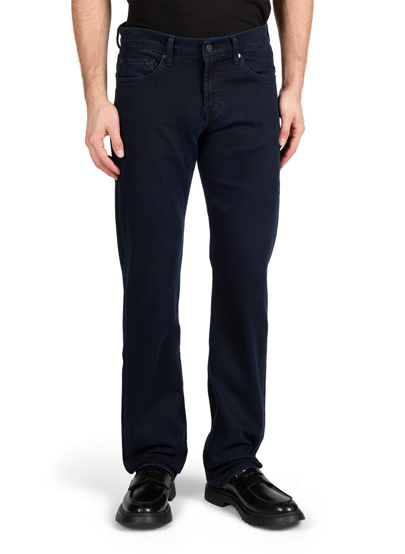 Jean droit en coton mélangé 7 FOR ALL MANKIND Bleu