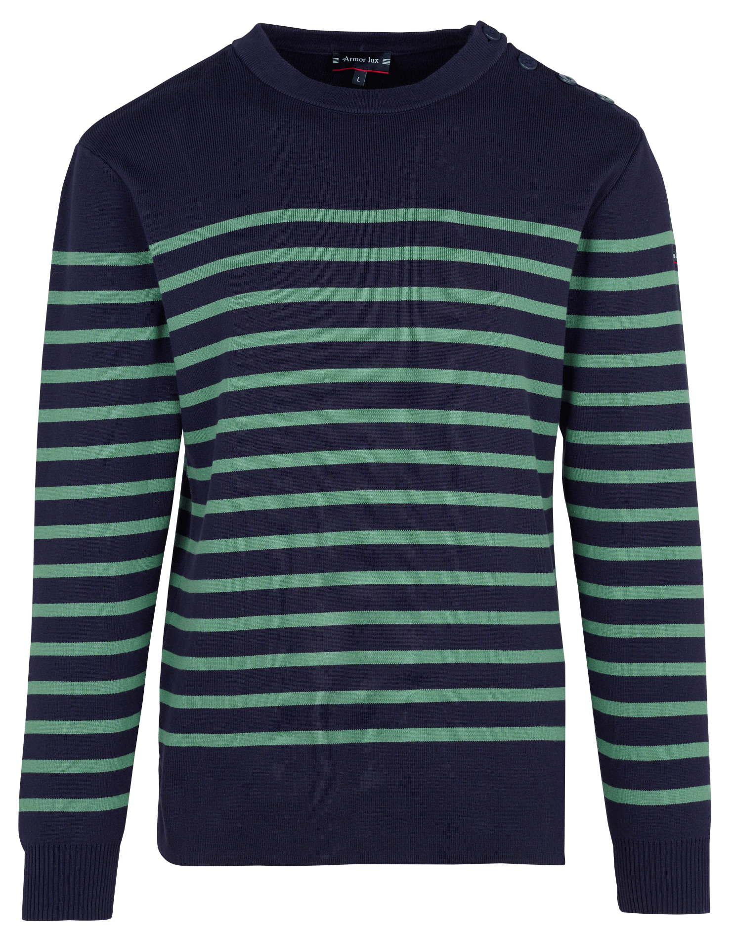 Marinière col rond slim-fit en maille de coton ARMOR-LUX Bleu