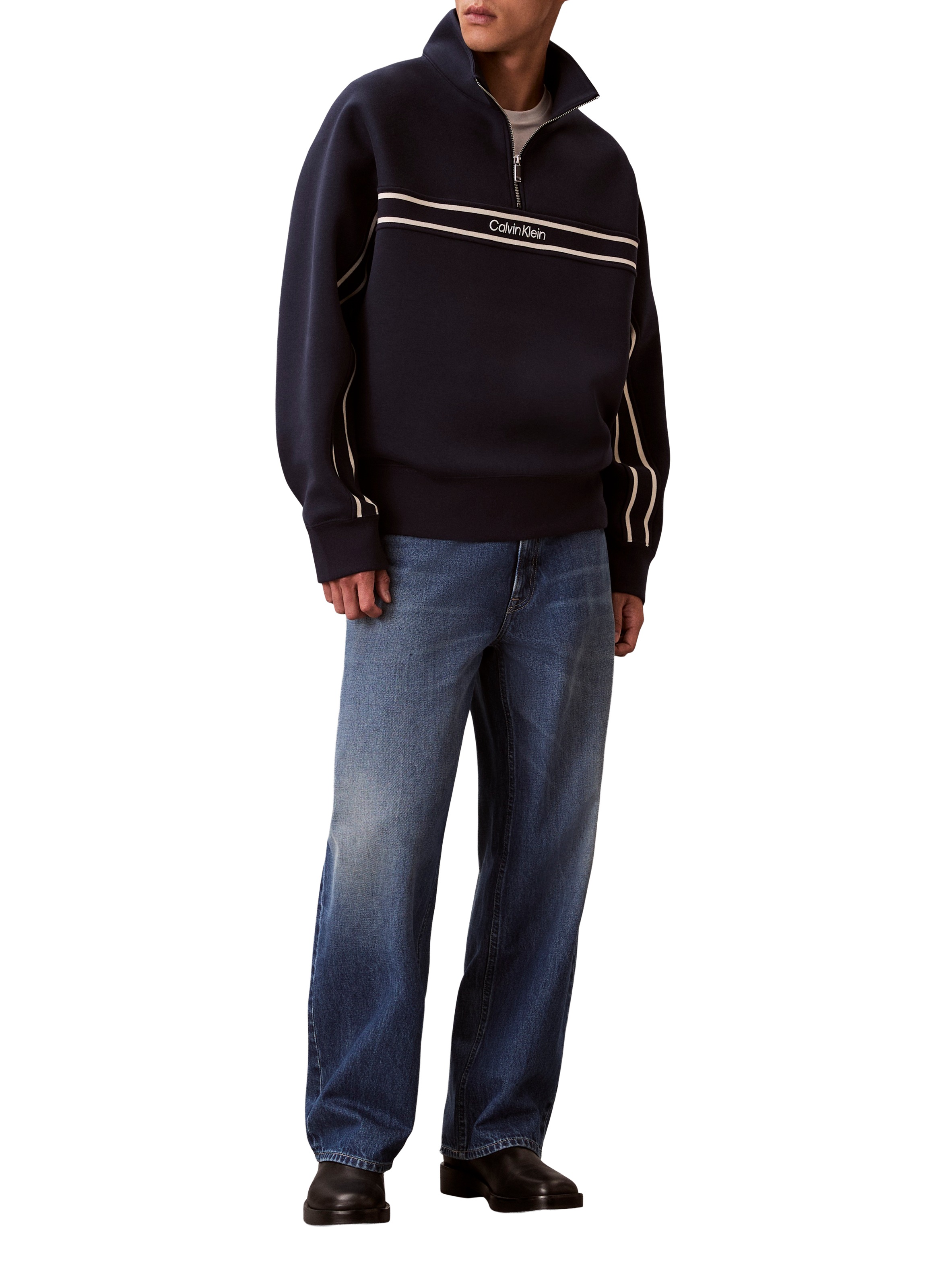 Sweatshirt Spacer imprimé à col zippé CALVIN KLEIN Bleu