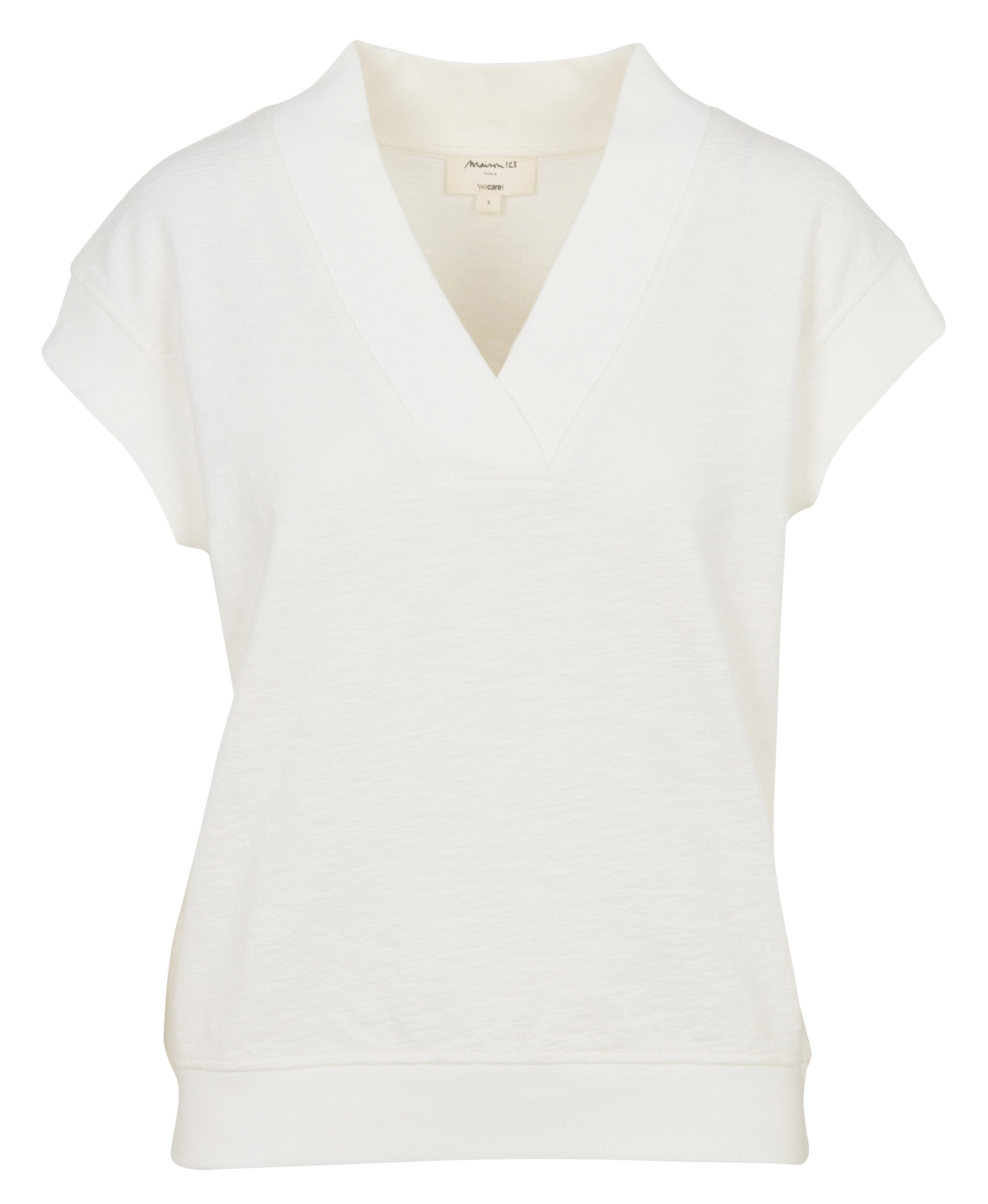 Sweat droit col v en coton lys MAISON 123 Blanc