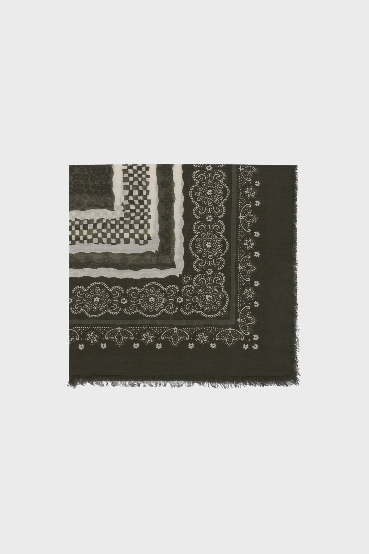 Carré imprimé en coton et modal - fara PABLO Kaki