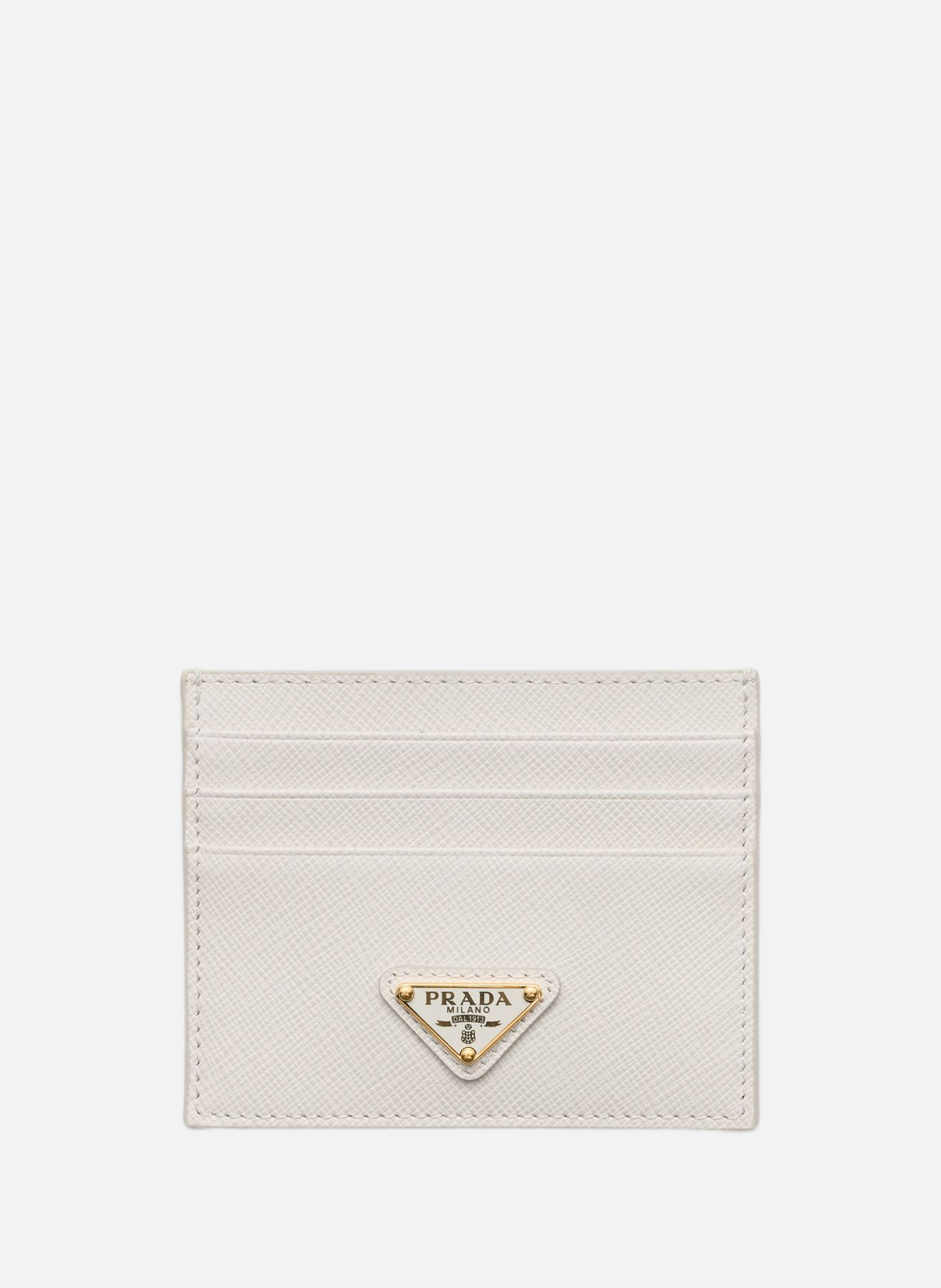 Porte-cartes en cuir saffiano PRADA Beige