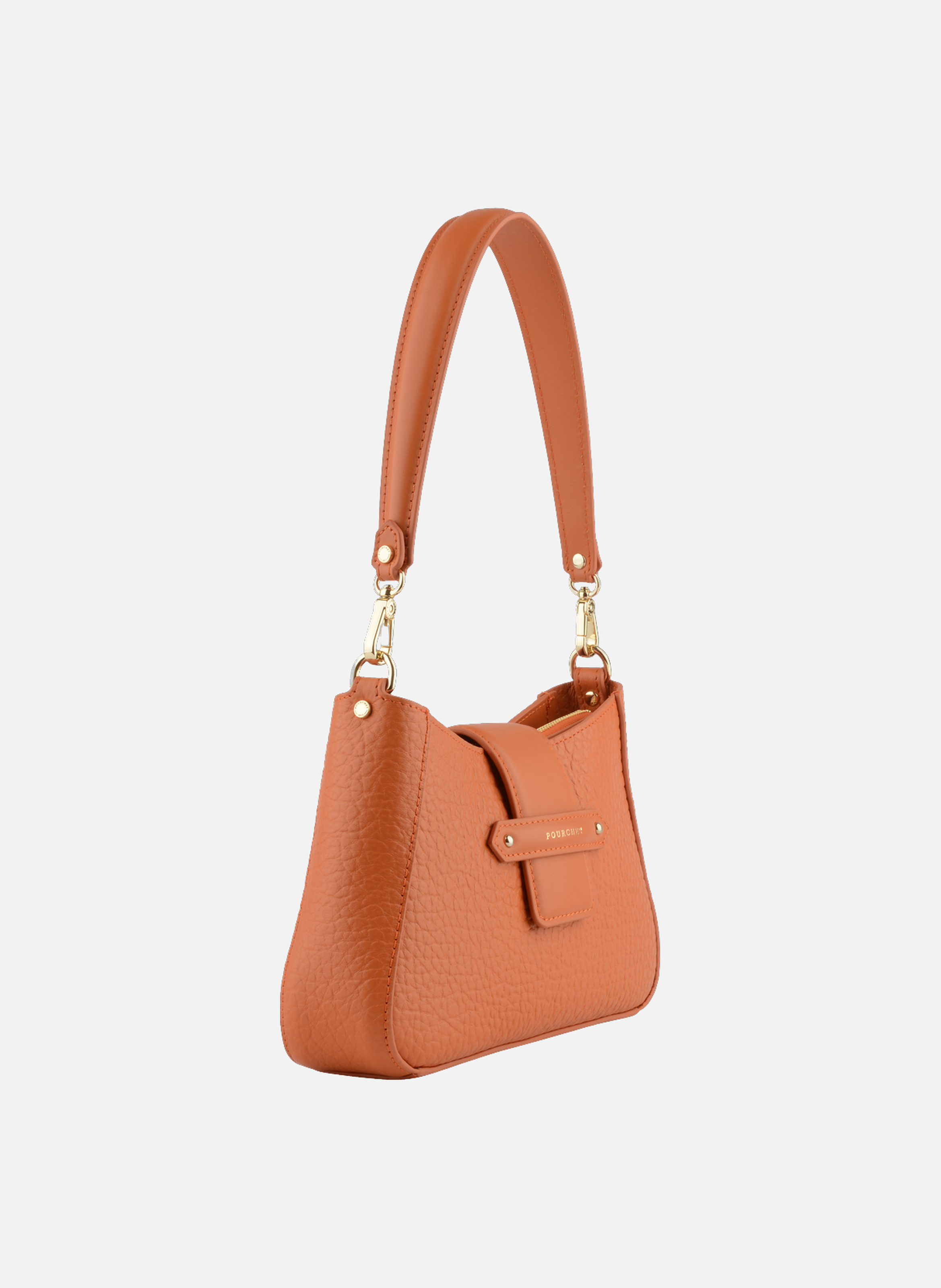 Fleuves | sac à main en cuir de vachette POURCHET Orange