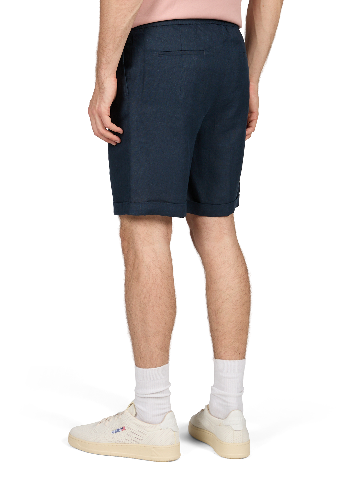 Linen straight shorts AURELIEN Blue