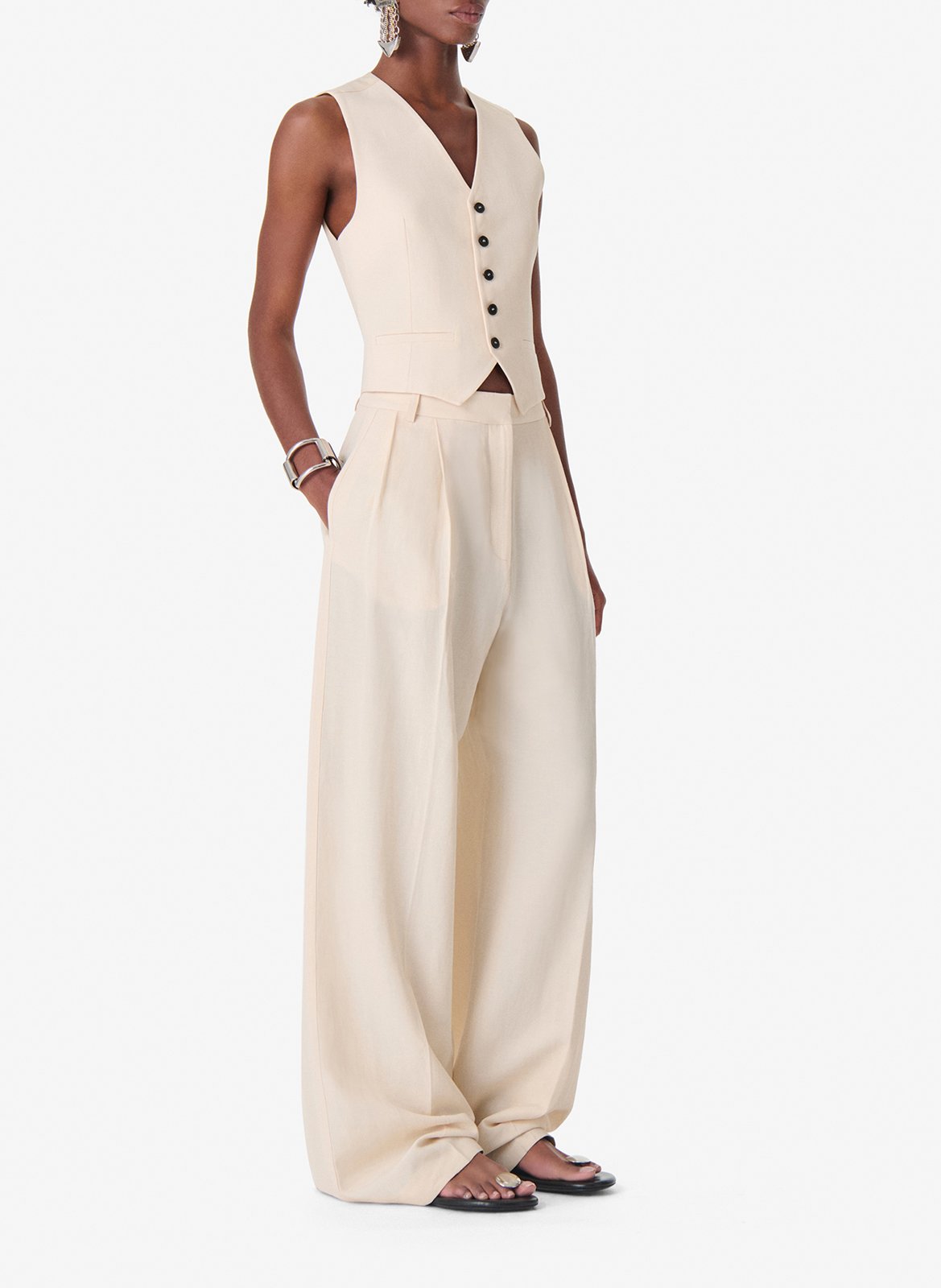 Pantalon à pinces large taille haute hayda IRO Beige