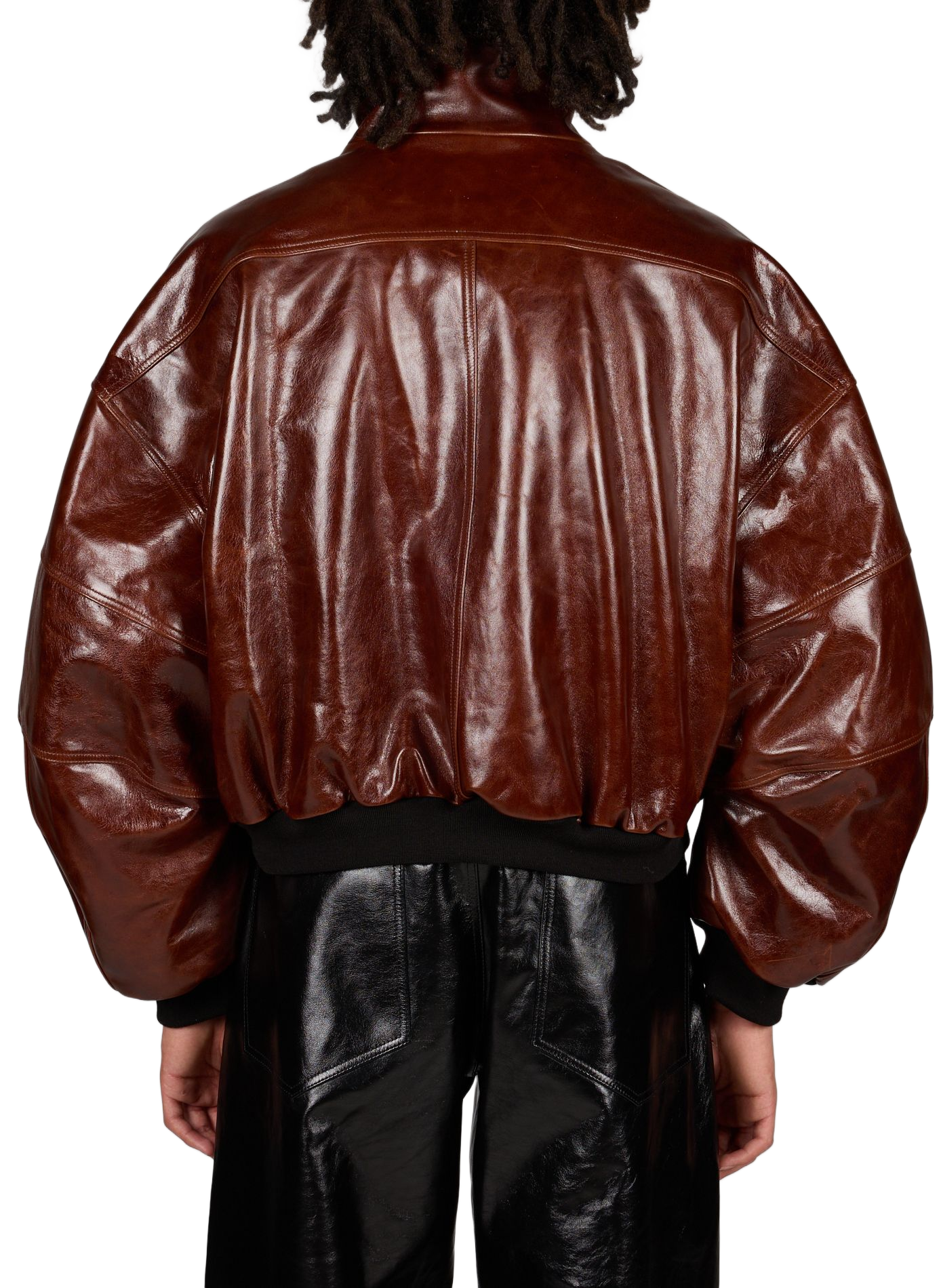 Oversize-Jacke Ruff Rider mit Stehkragen aus Leder WILLY CHAVARRIA Braun