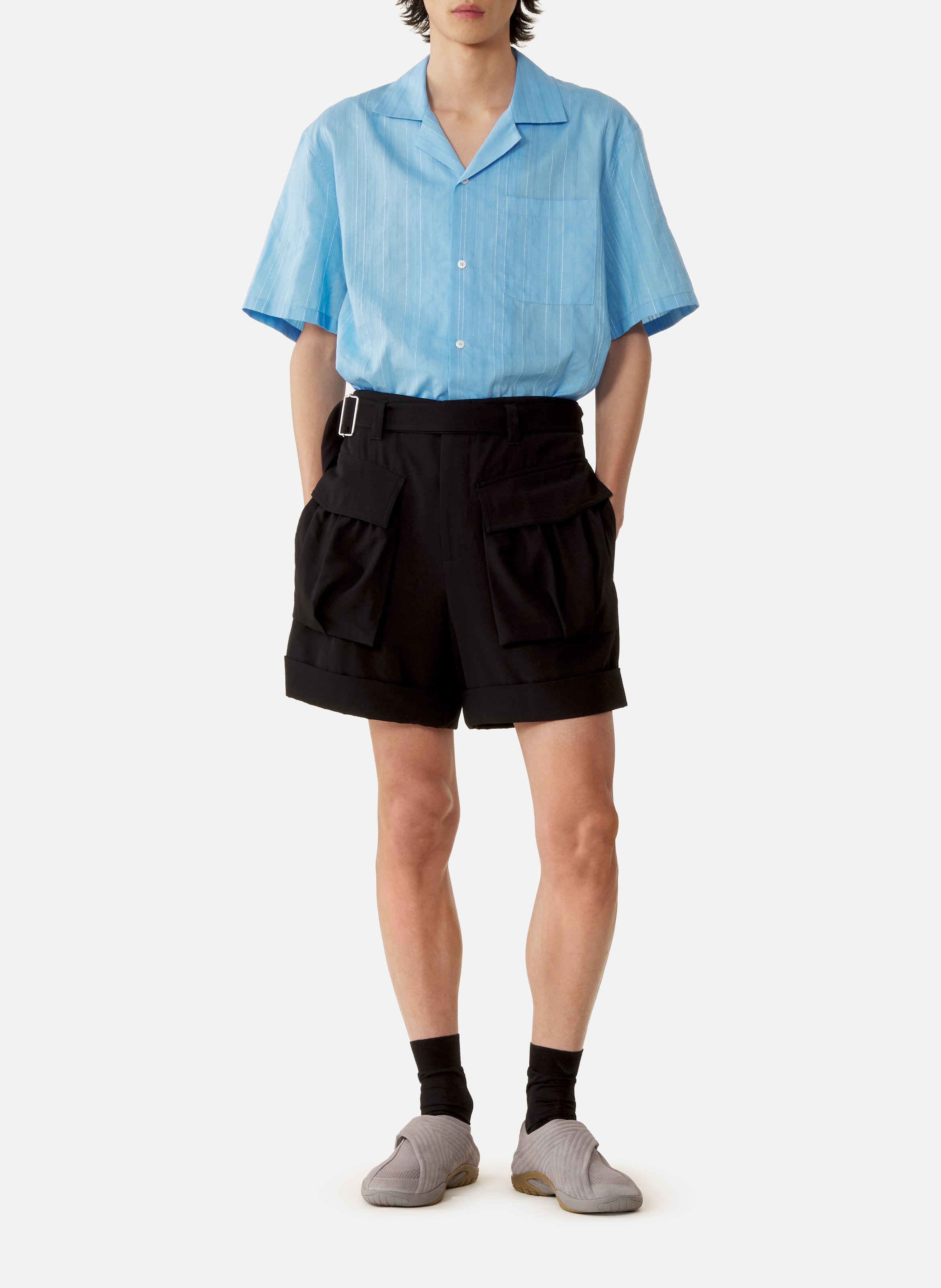 Chemise texturée en coton et soie LANVIN Bleu