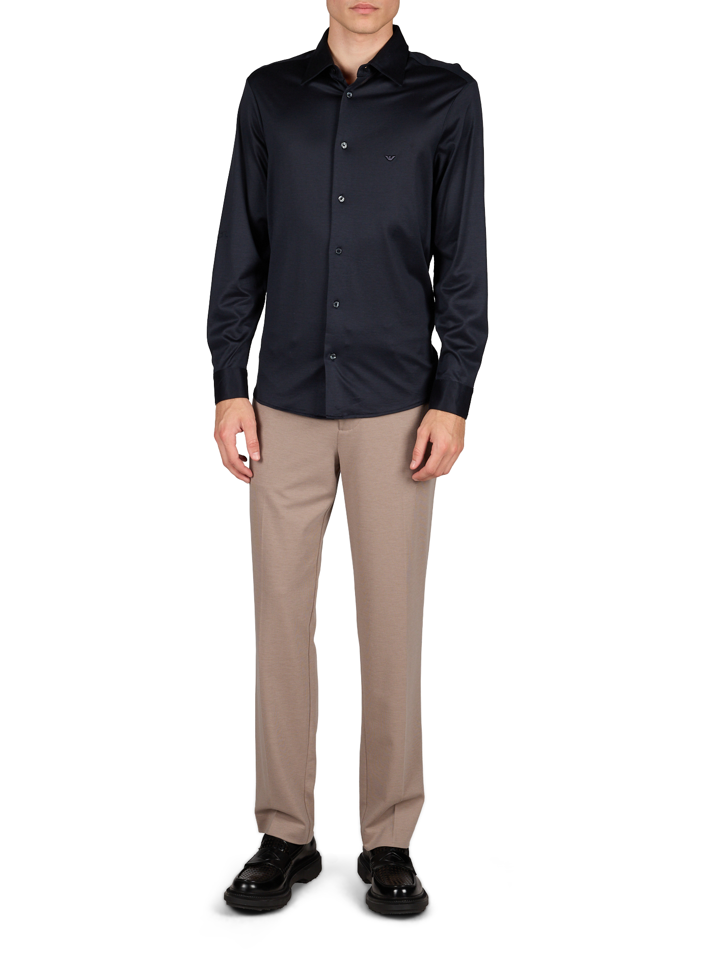 Slim-Fit Hemd aus meliertem Jersey EMPORIO ARMANI Blau