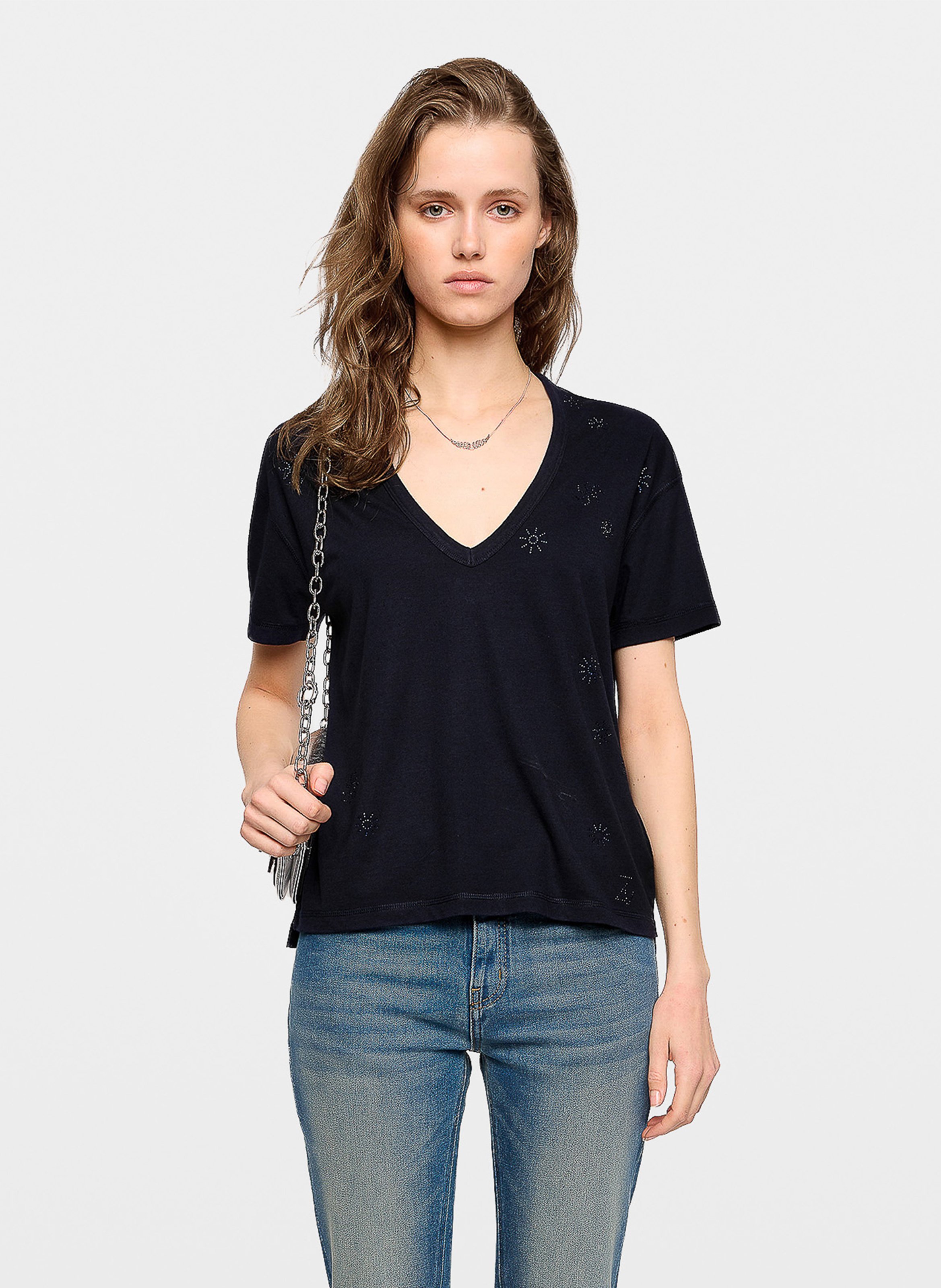 Tee-shirt col v marta ZADIG&VOLTAIRE Bleu