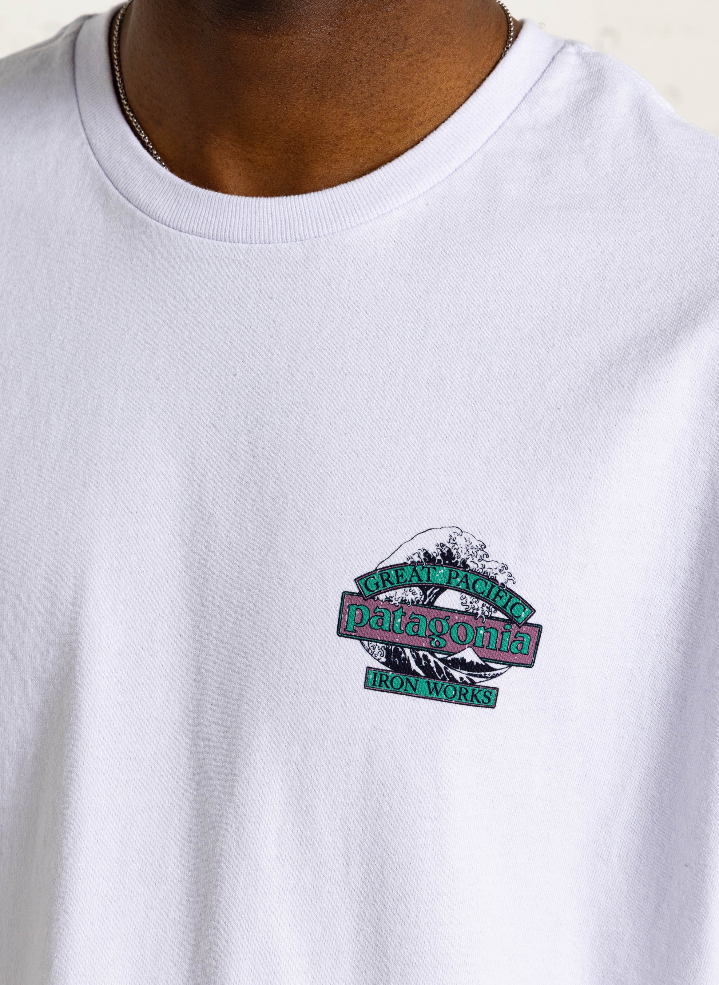 Straight round-neck t-shirt in blended recycled cotton PATAGONIA White