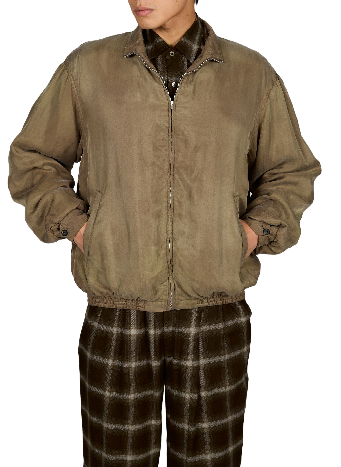 Chaqueta con cuello alto y dobladillo elástico SSSTEIN Caqui