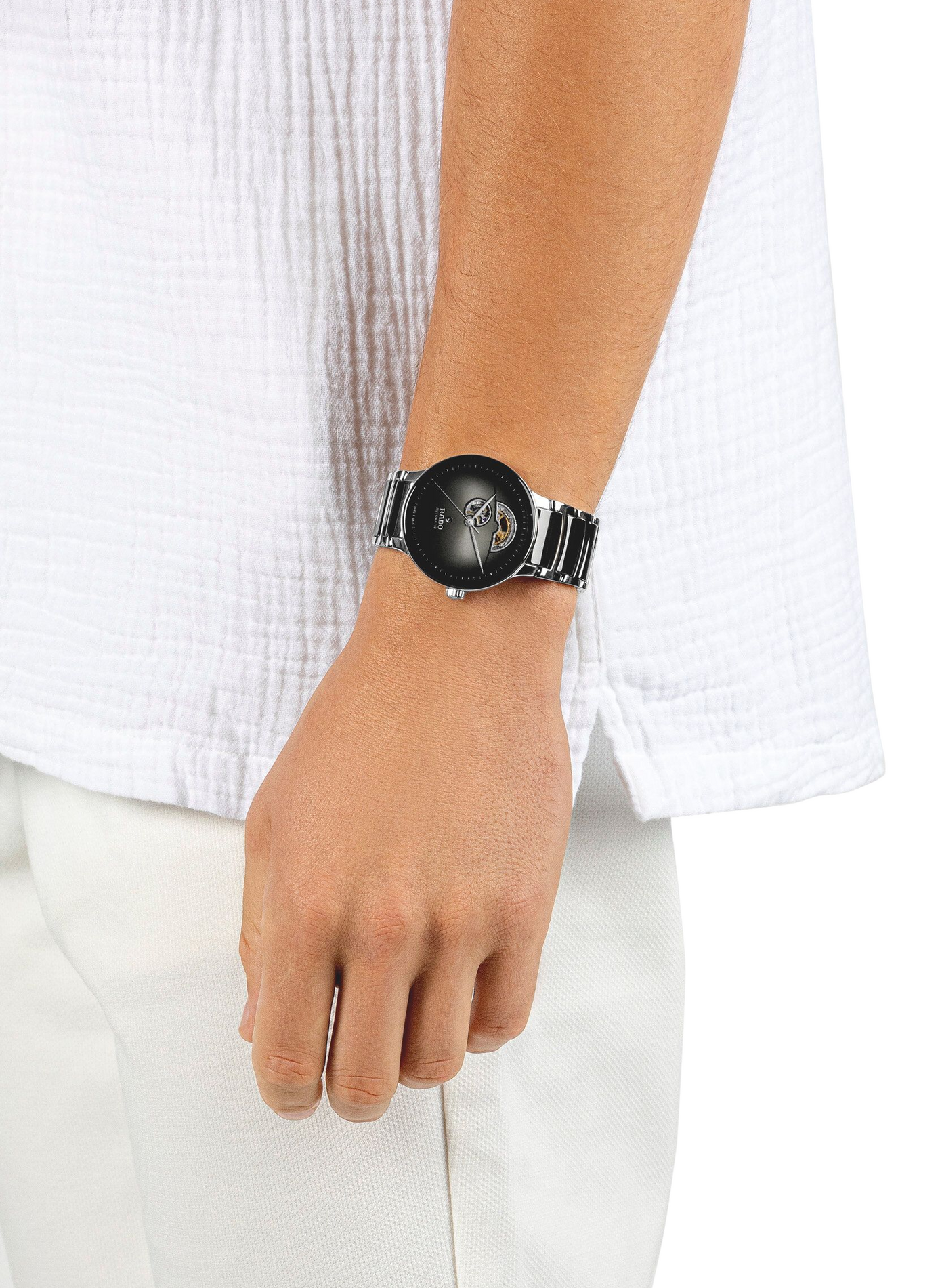 Montre automatique Centrix Automatic Open Heart en céramique RADO Argent
