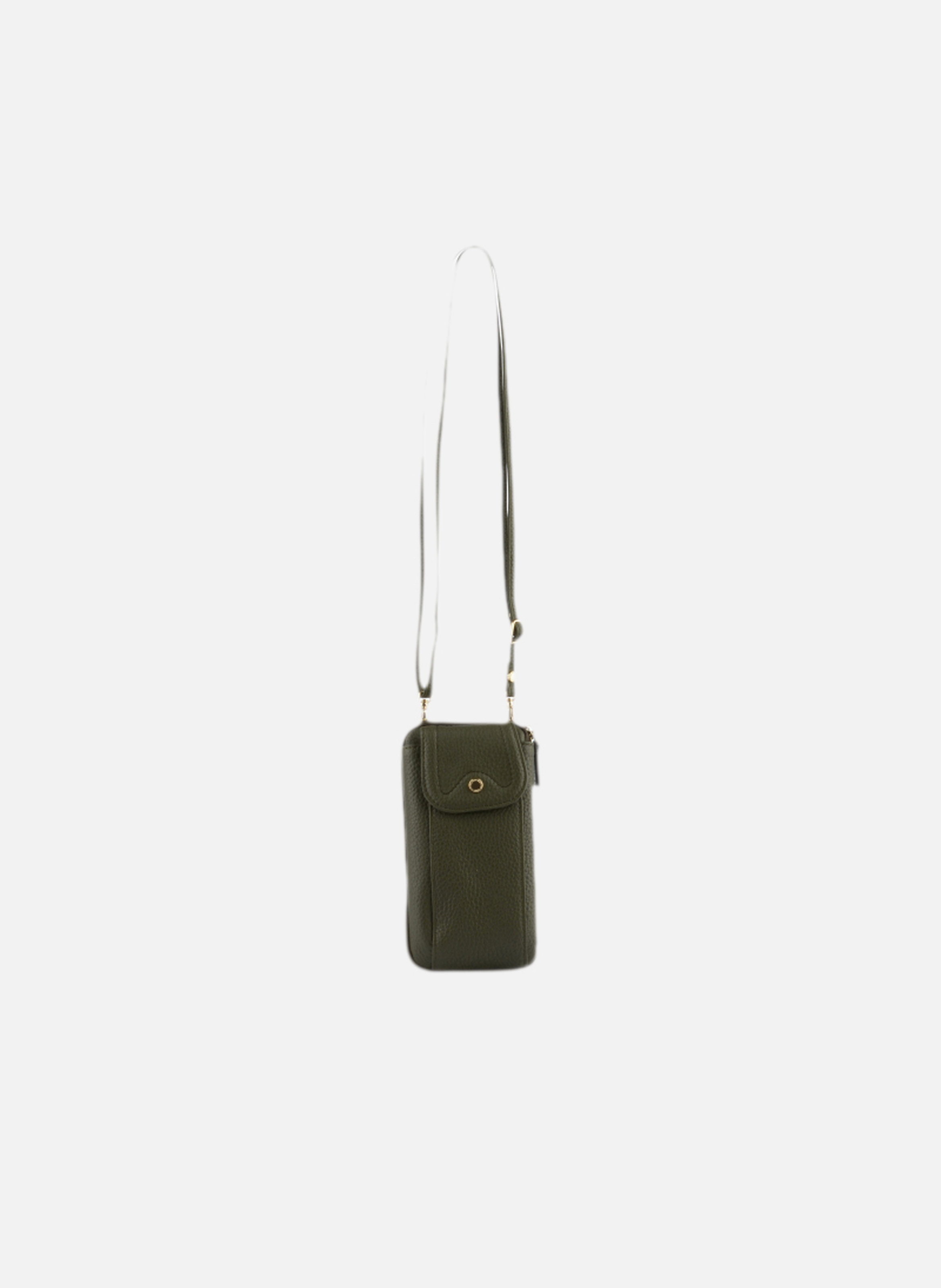 Club | etui téléphone portable en cuir de veau grainé POURCHET Kaki