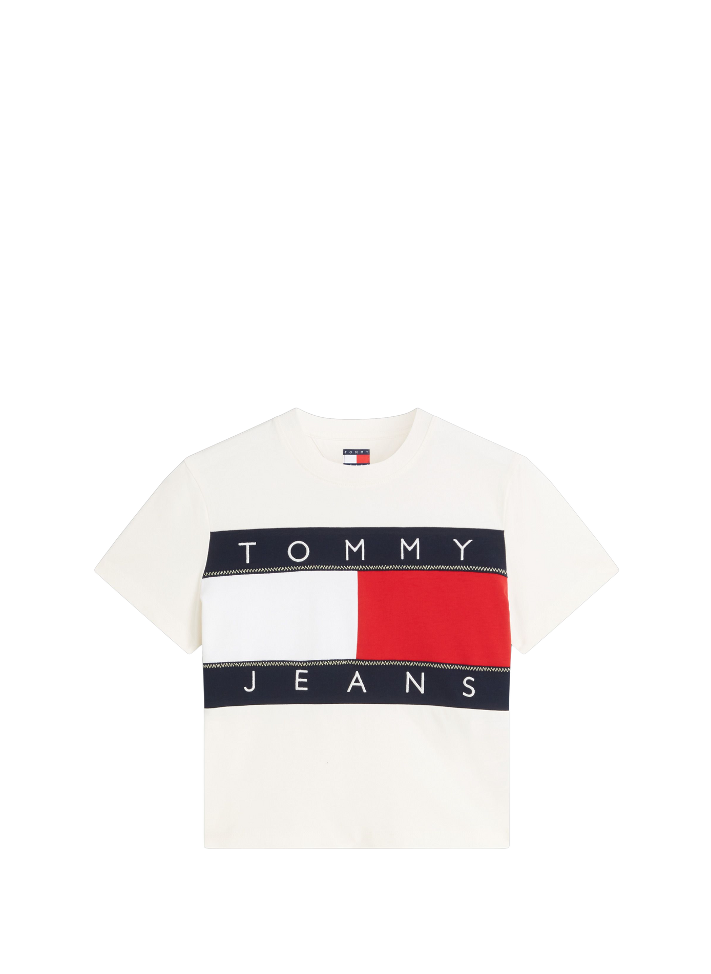 Straight printed cotton T-shirt TOMMY HILFIGER Beige