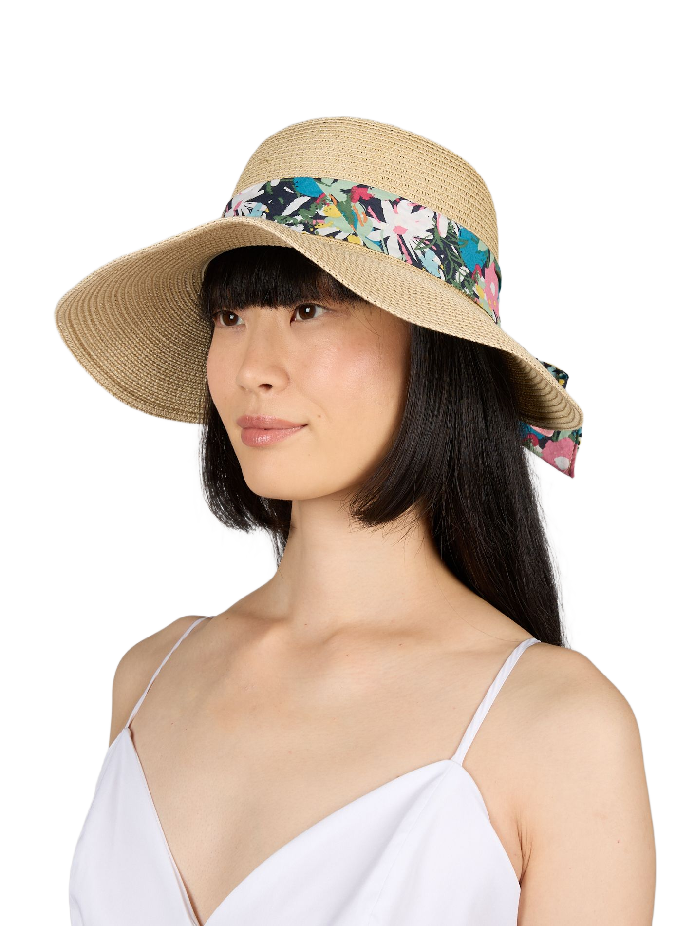 Strohoed met lint van papier AU PRINTEMPS PARIS Beige