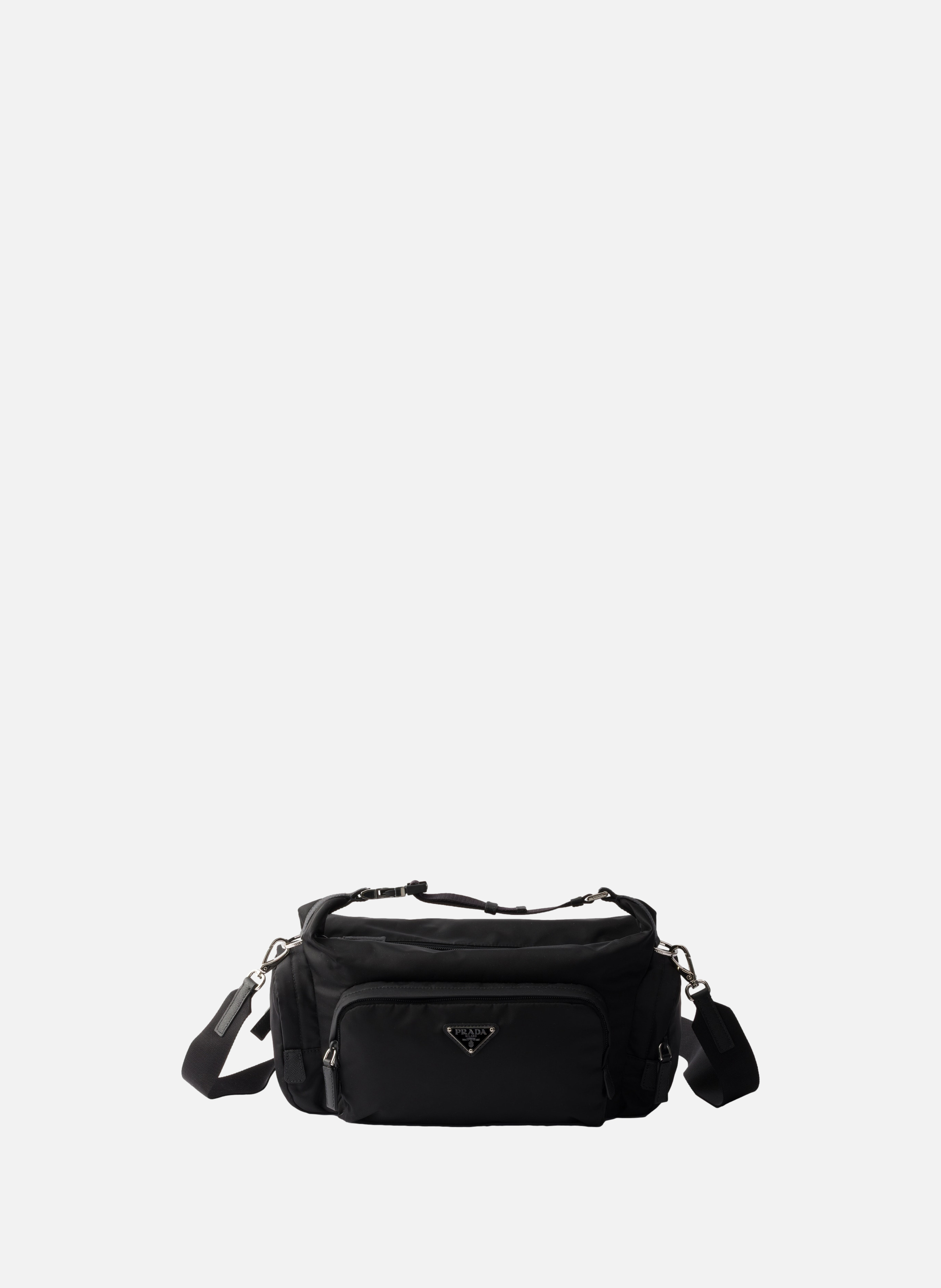 Sac porté épaule en re-nylon et cuir saffiano PRADA Noir