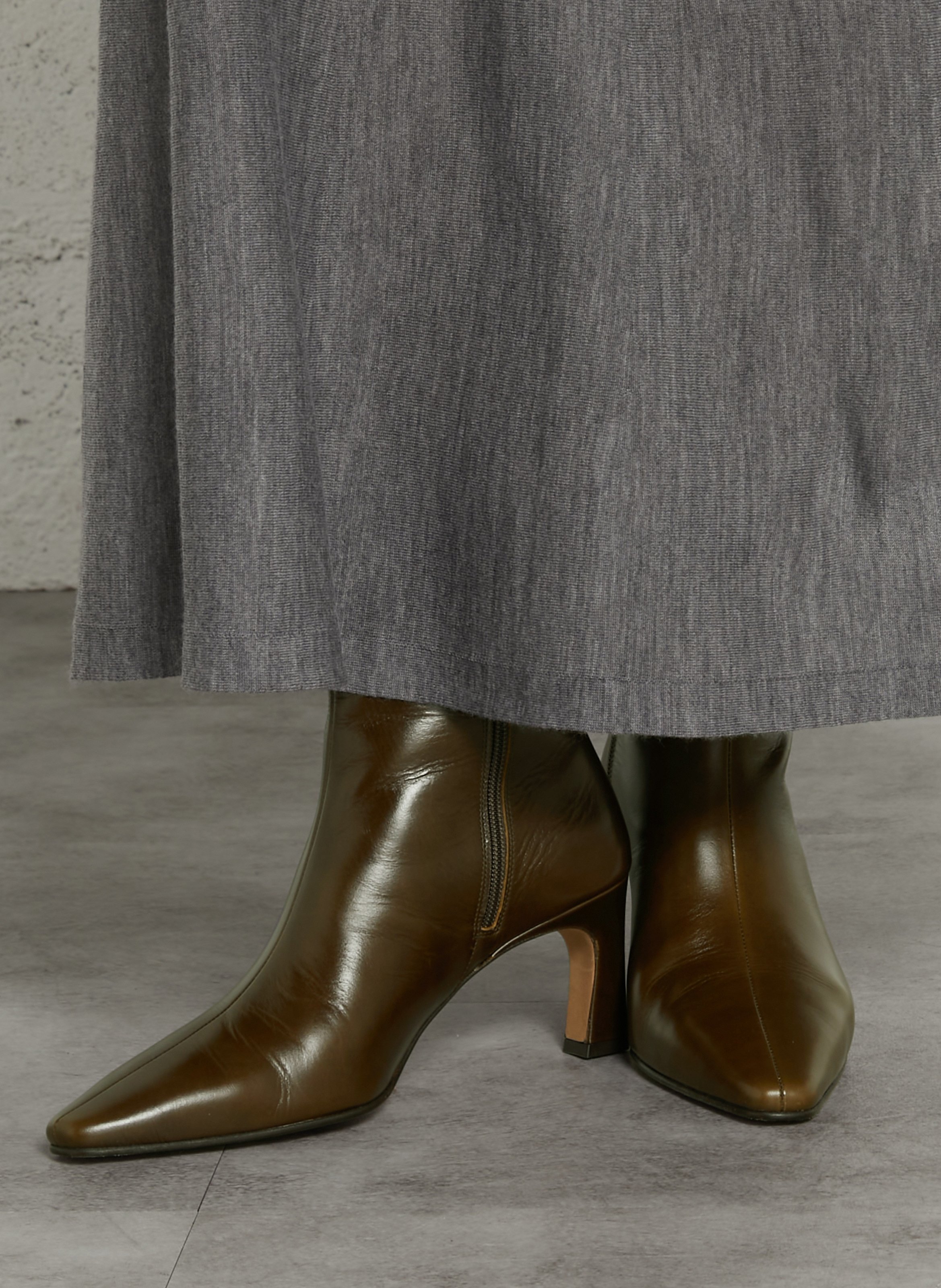Bottines zippées en cuir emilie | Vert BOBBIES Femme