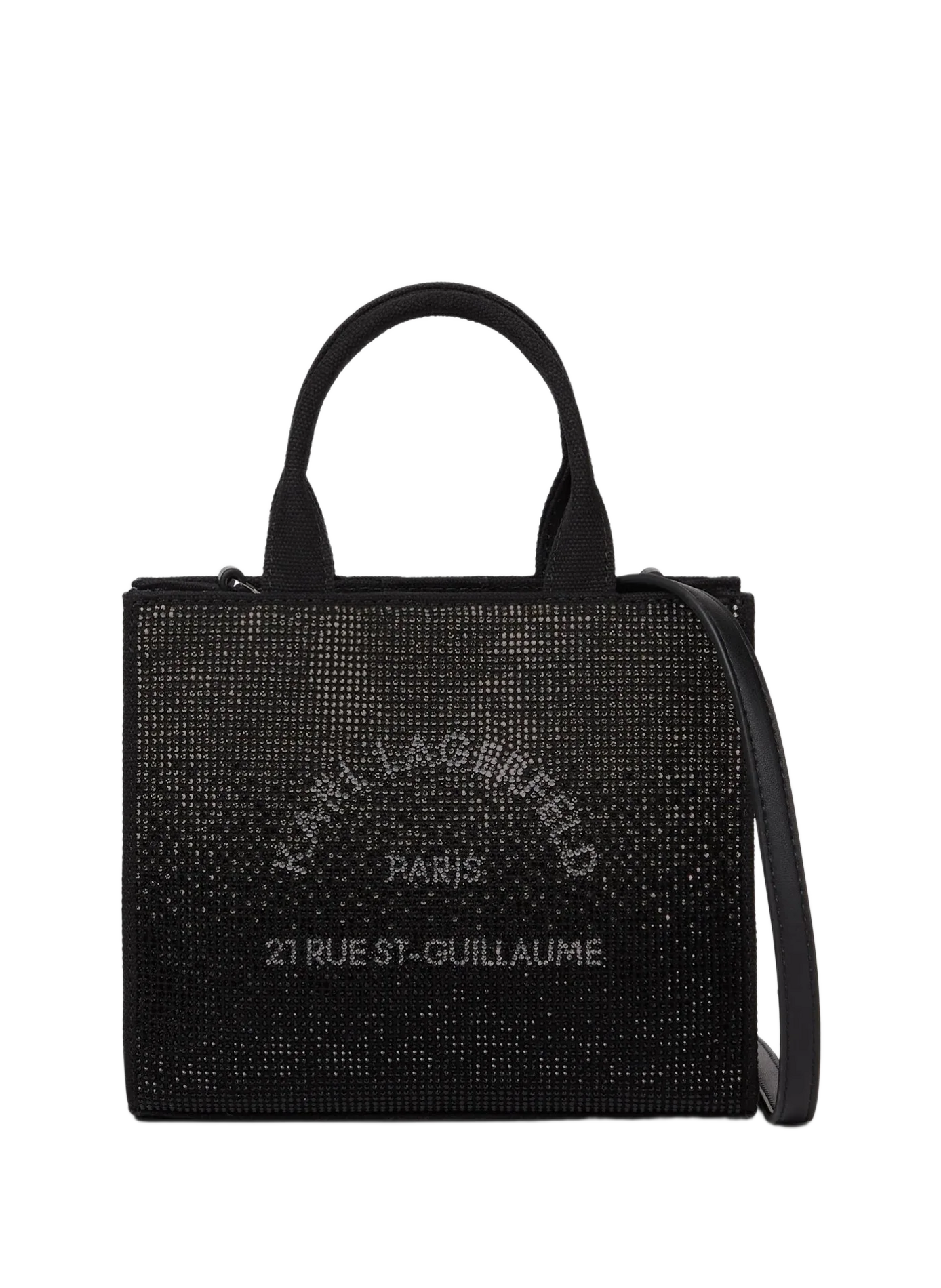 Mini tote bag Rue St-Guillaume in mixed cotton with rhinestones KARL LAGERFELD Grey