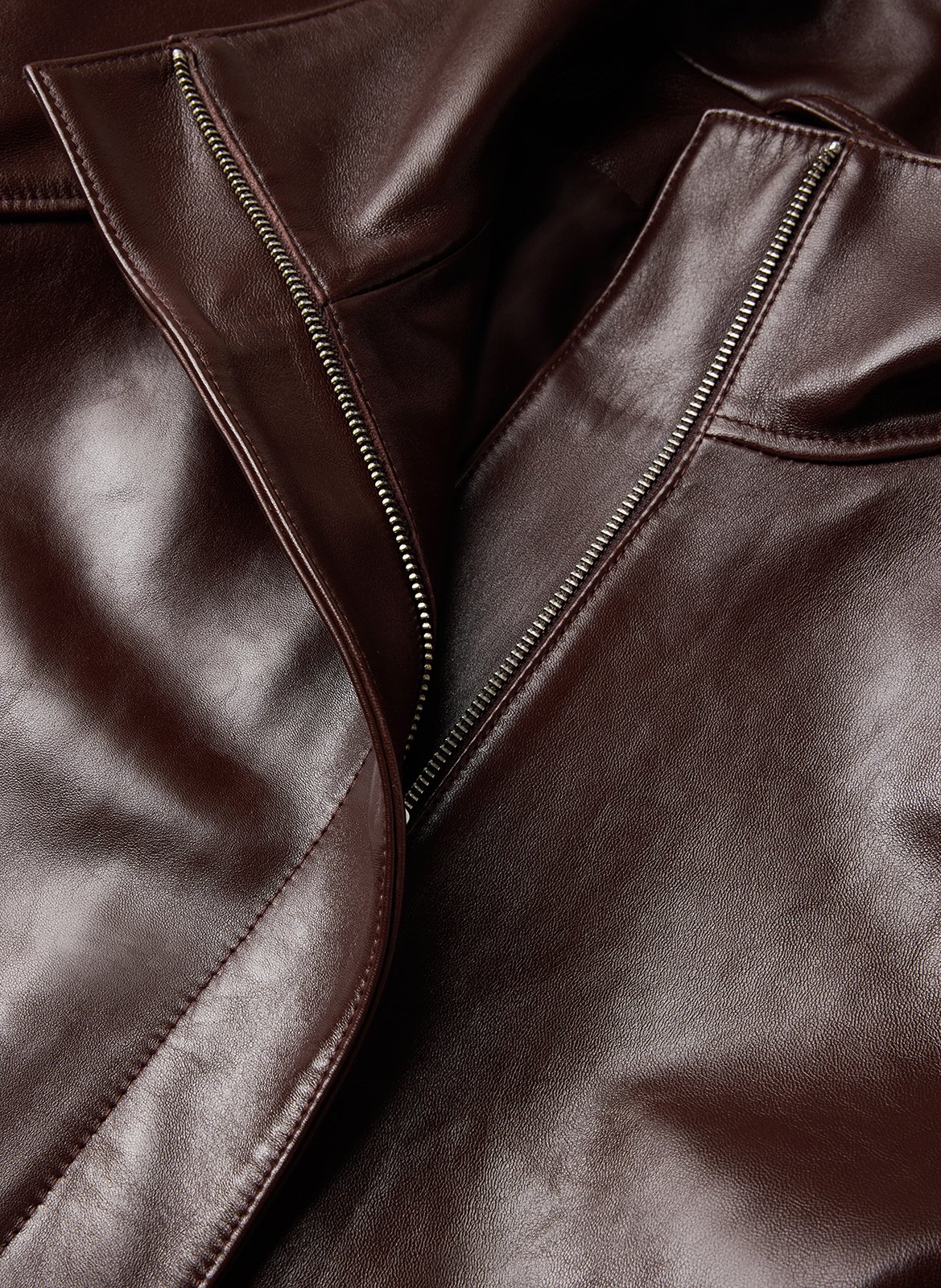Blouson ample col montant en cuir gamma SOEUR Rouge