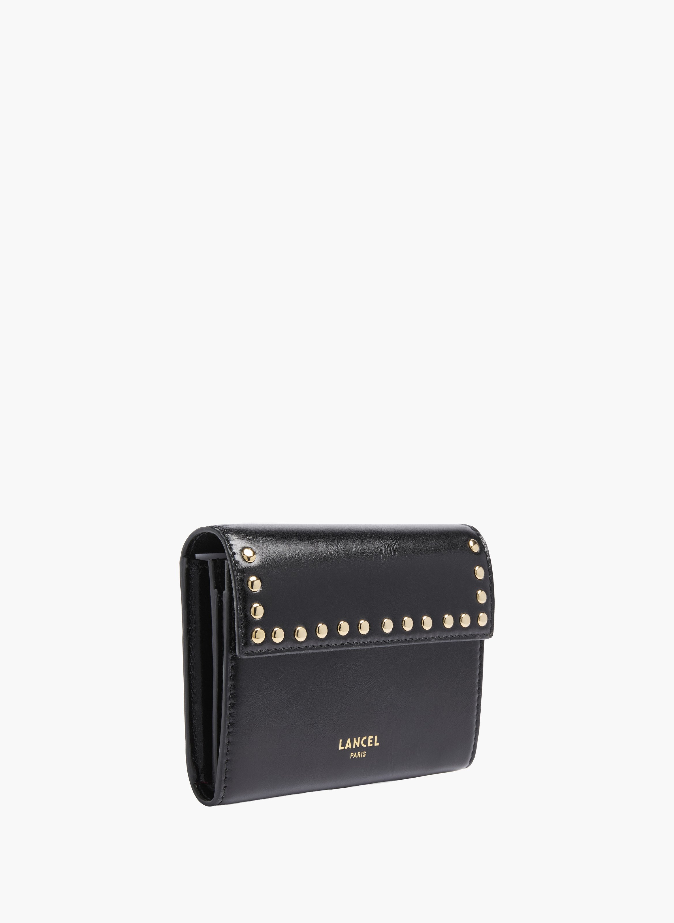 Portefeuille à rabat rectangulaire en cuir de vachette vintage lancel LANCEL Noir