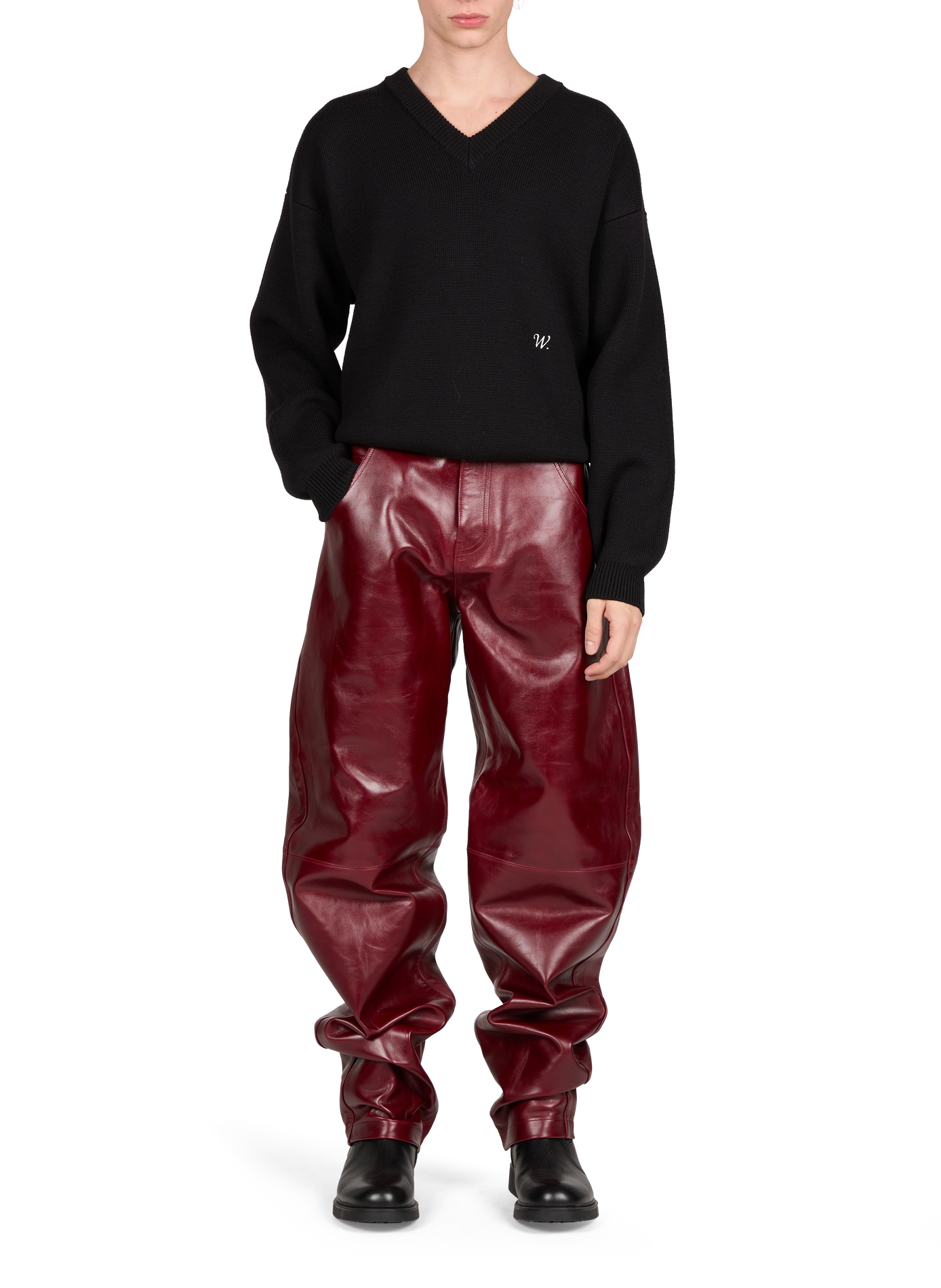 Wool V-neck jumper WILLY CHAVARRIA Black