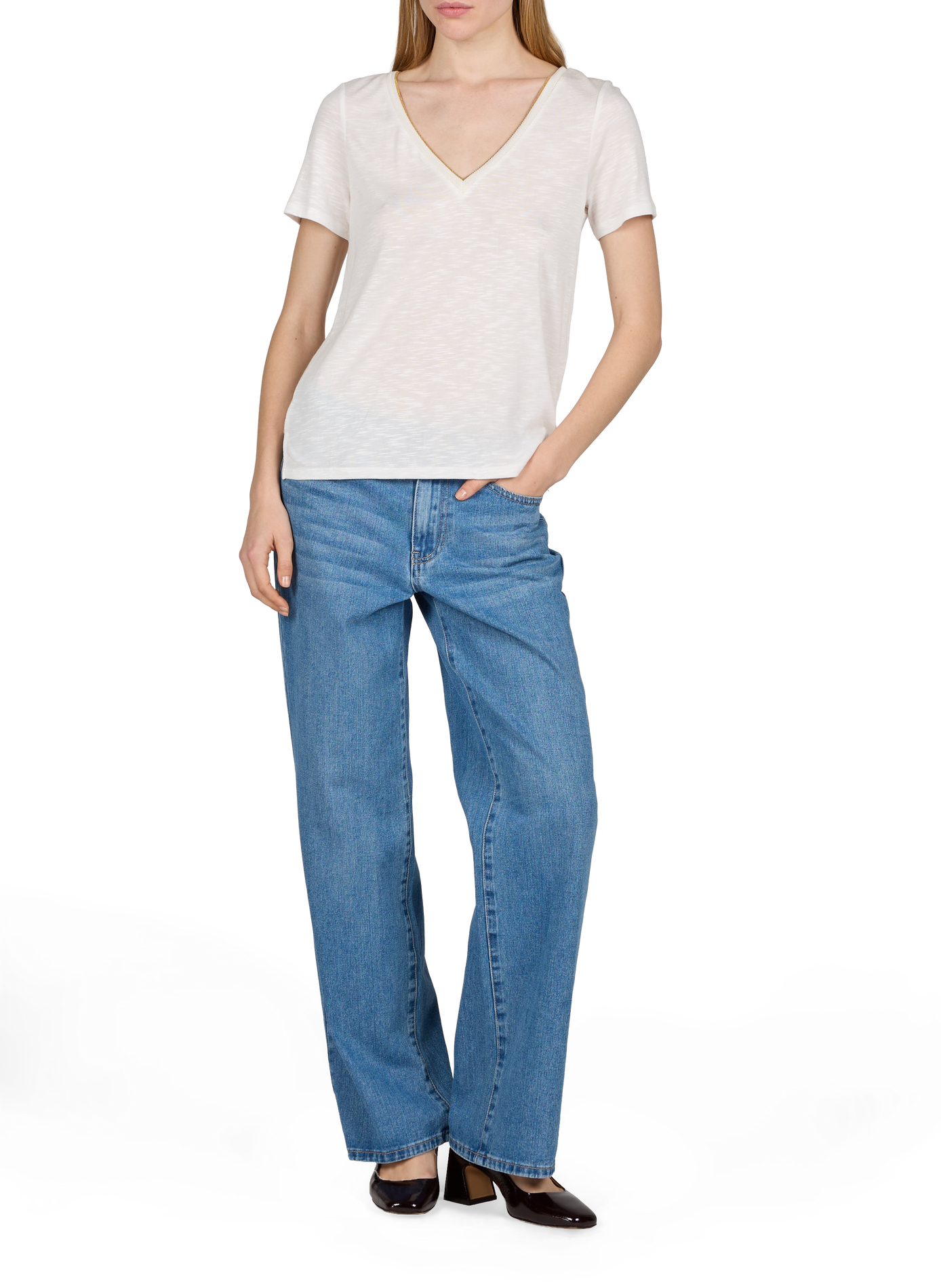 Straight leg cotton denim jeans VILA Blue