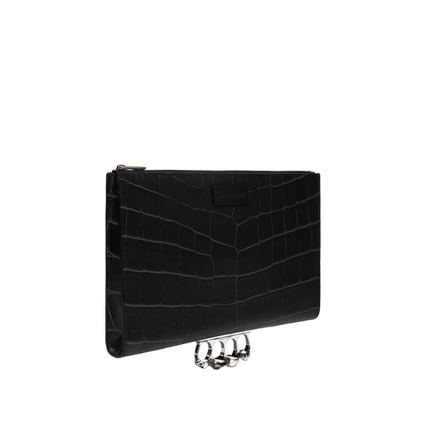 Pochette en cuir embossé crocodile