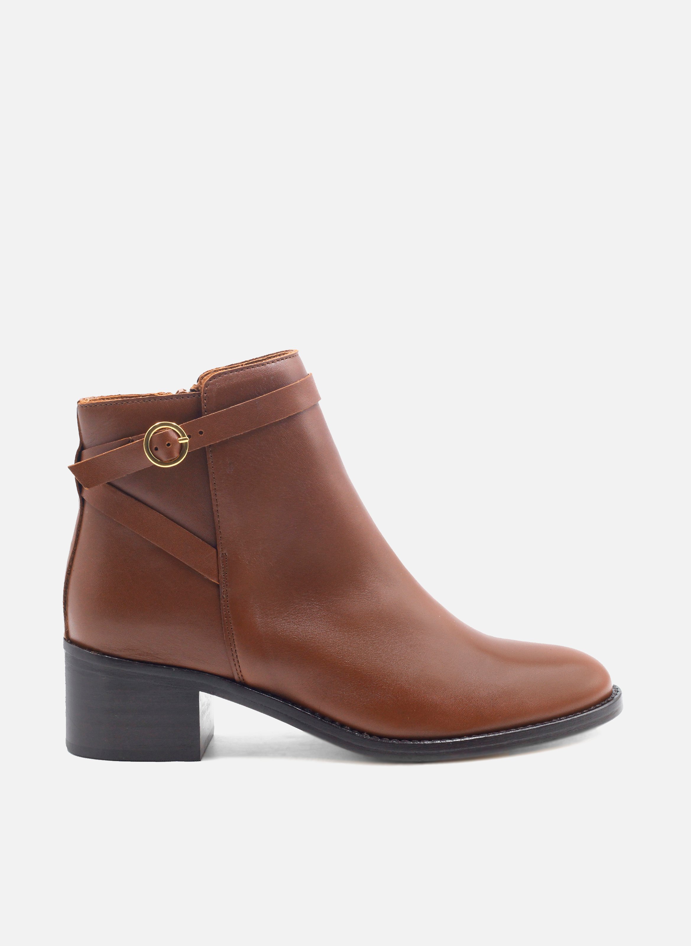 Bottines cavalières cuir lisse JULES & JENN Marron