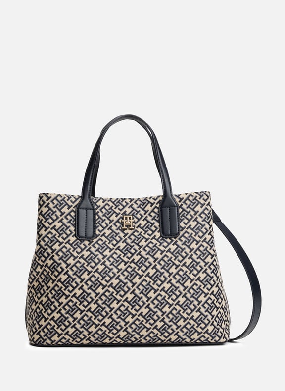 Sac cabas à jacquard monogrammé Bleu by TOMMY HILFIGER TOMMY HILFIGER Sac cabas à jacquard monogrammé Bleu