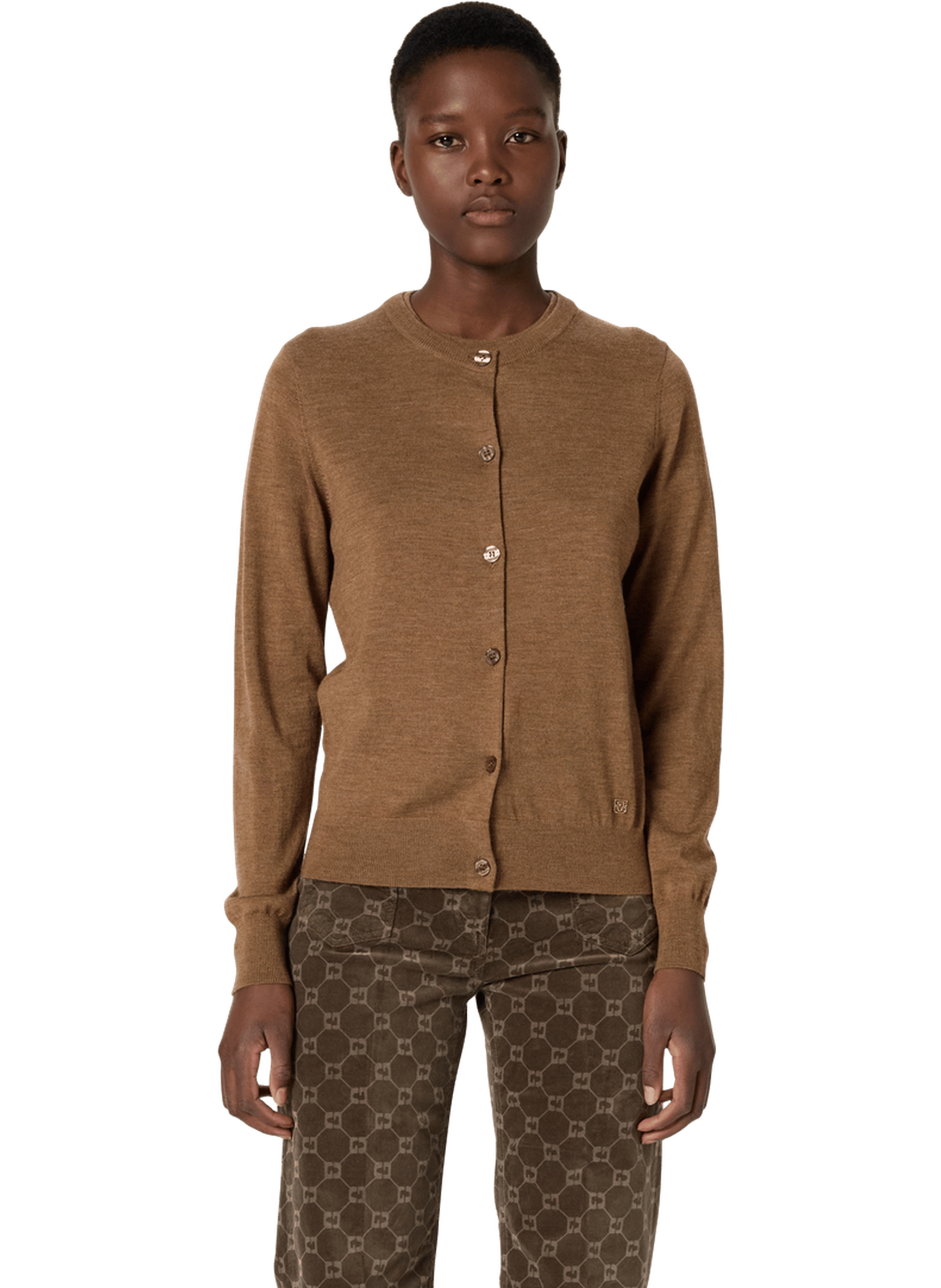 Gilet en laine mérinos fine - estelle GERARD DAREL Marron