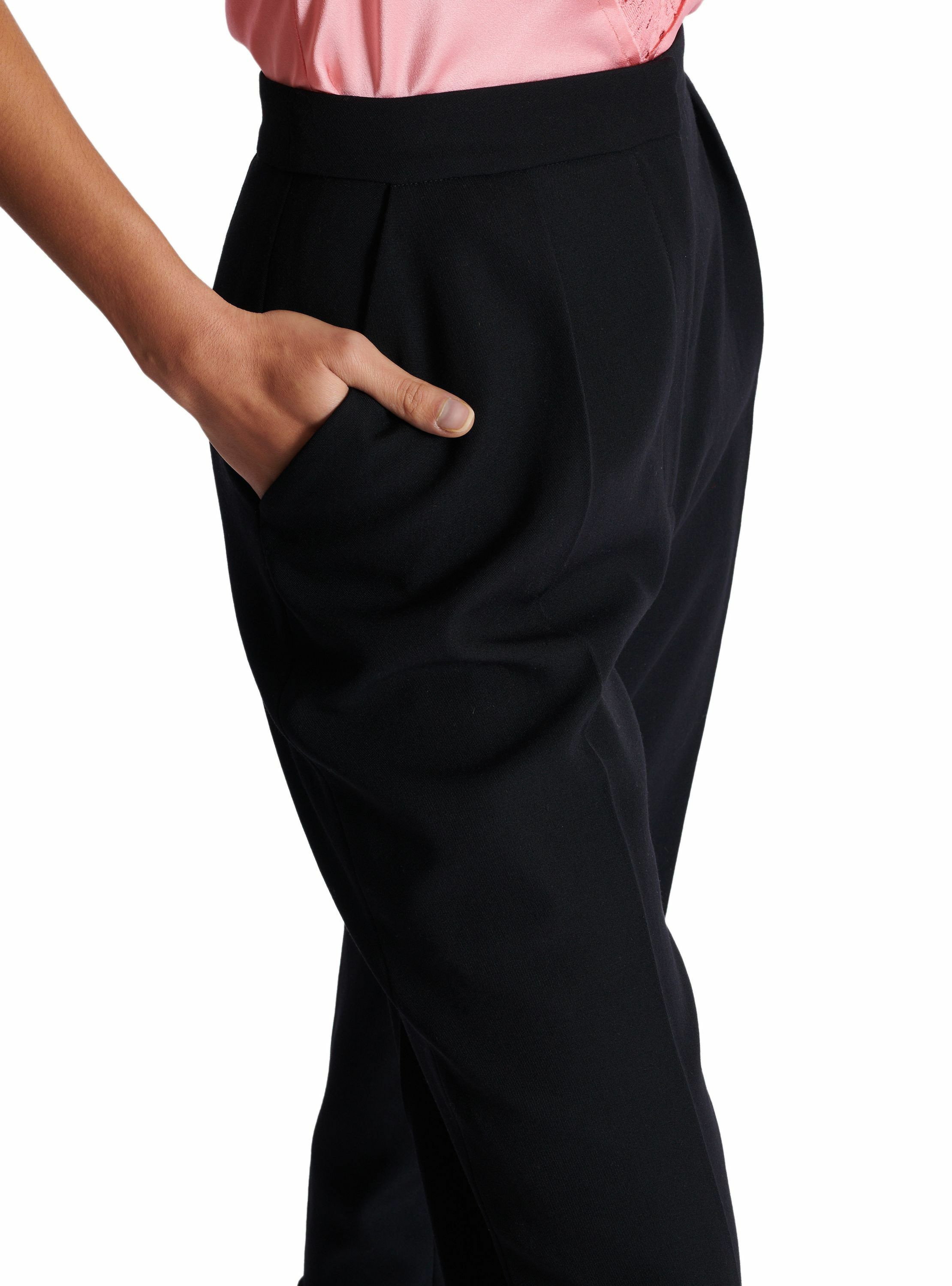 Pantalon taille haute en grain de poudre BALMAIN Noir