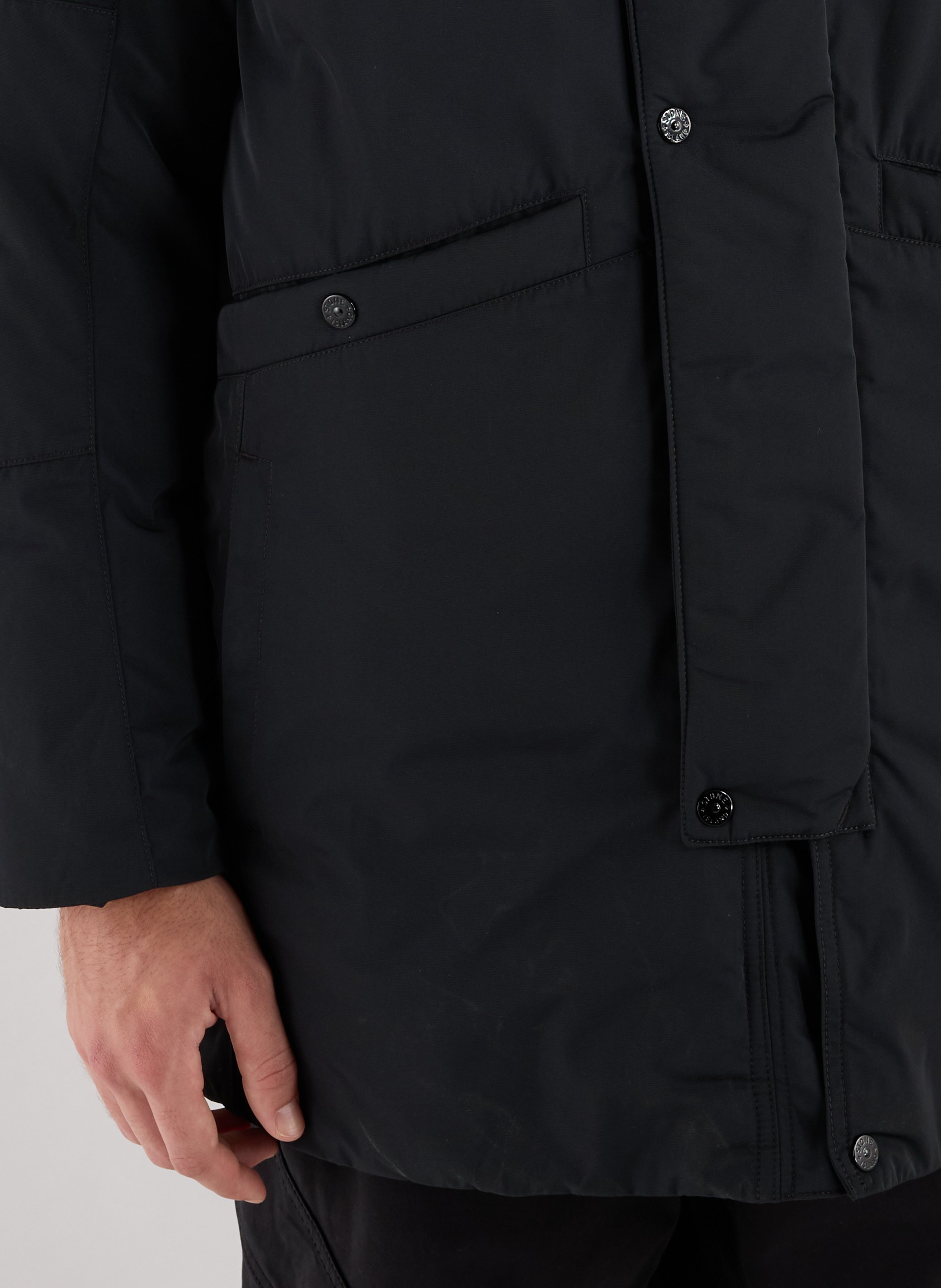 Hooded coat  STONE ISLAND Black