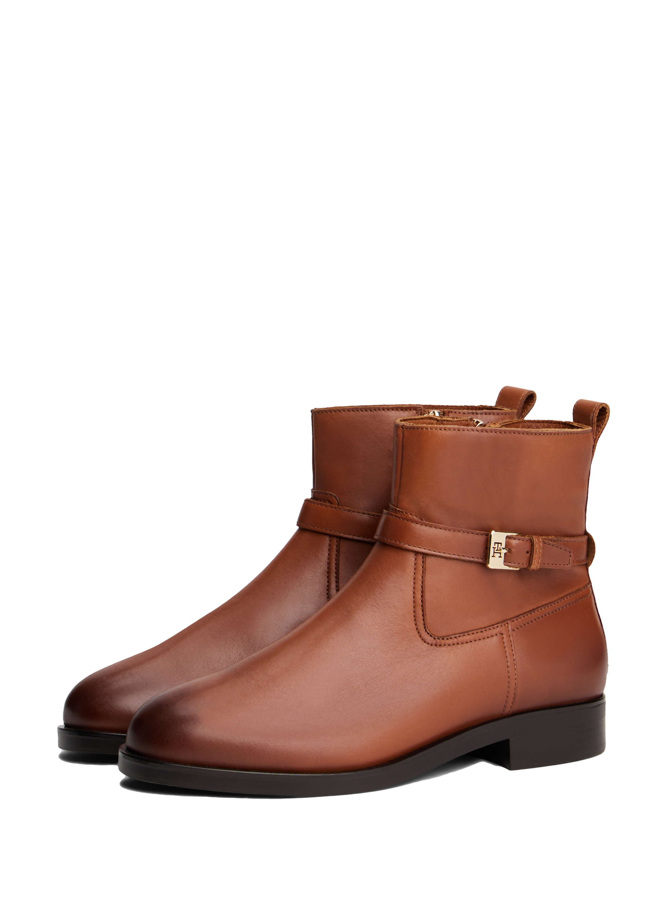 Leather riding boots with buckle TOMMY HILFIGER Brown