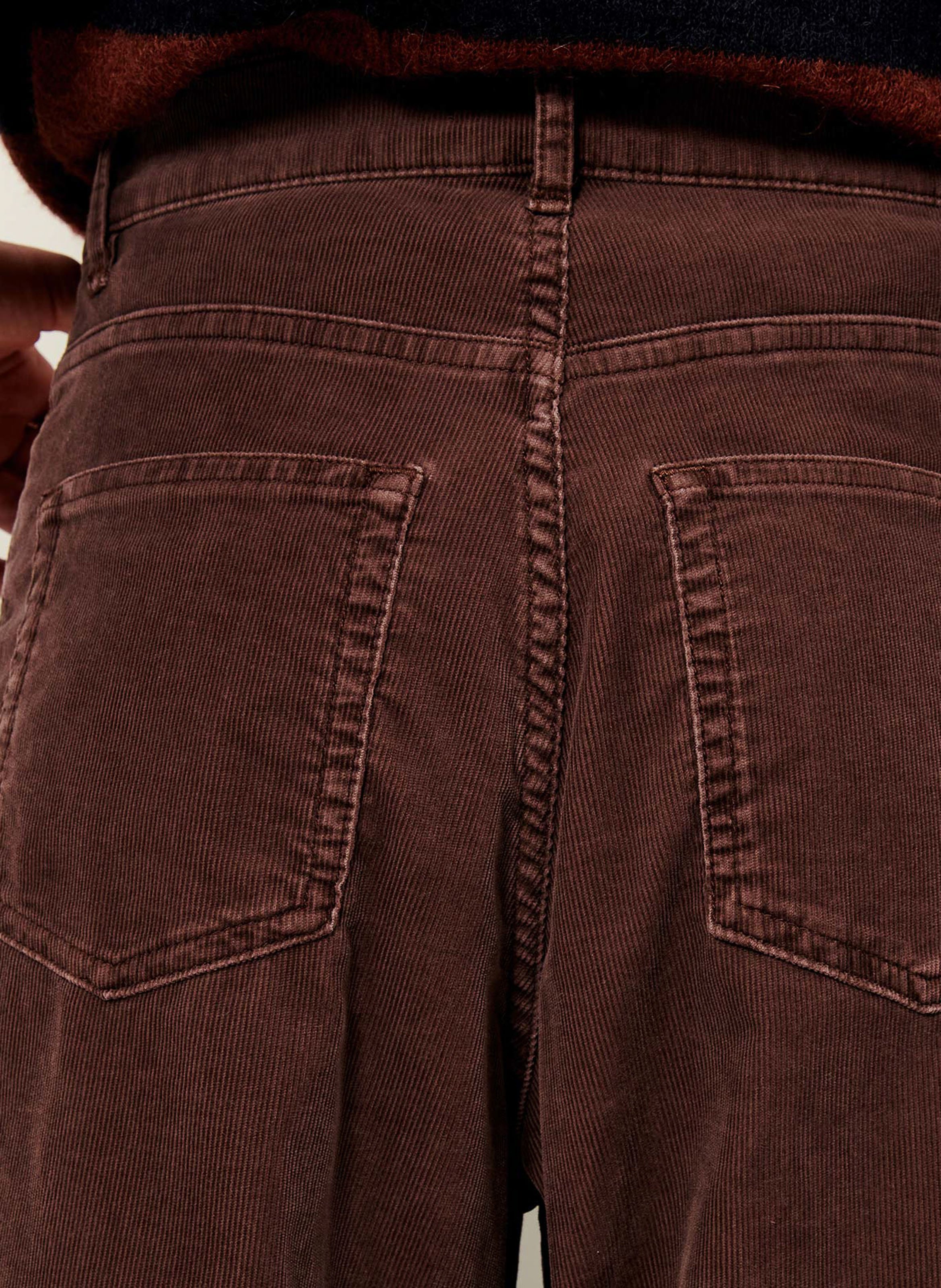 Pantalon droit taille haute en coton bio mélangé velvet cruise SESSUN Marron