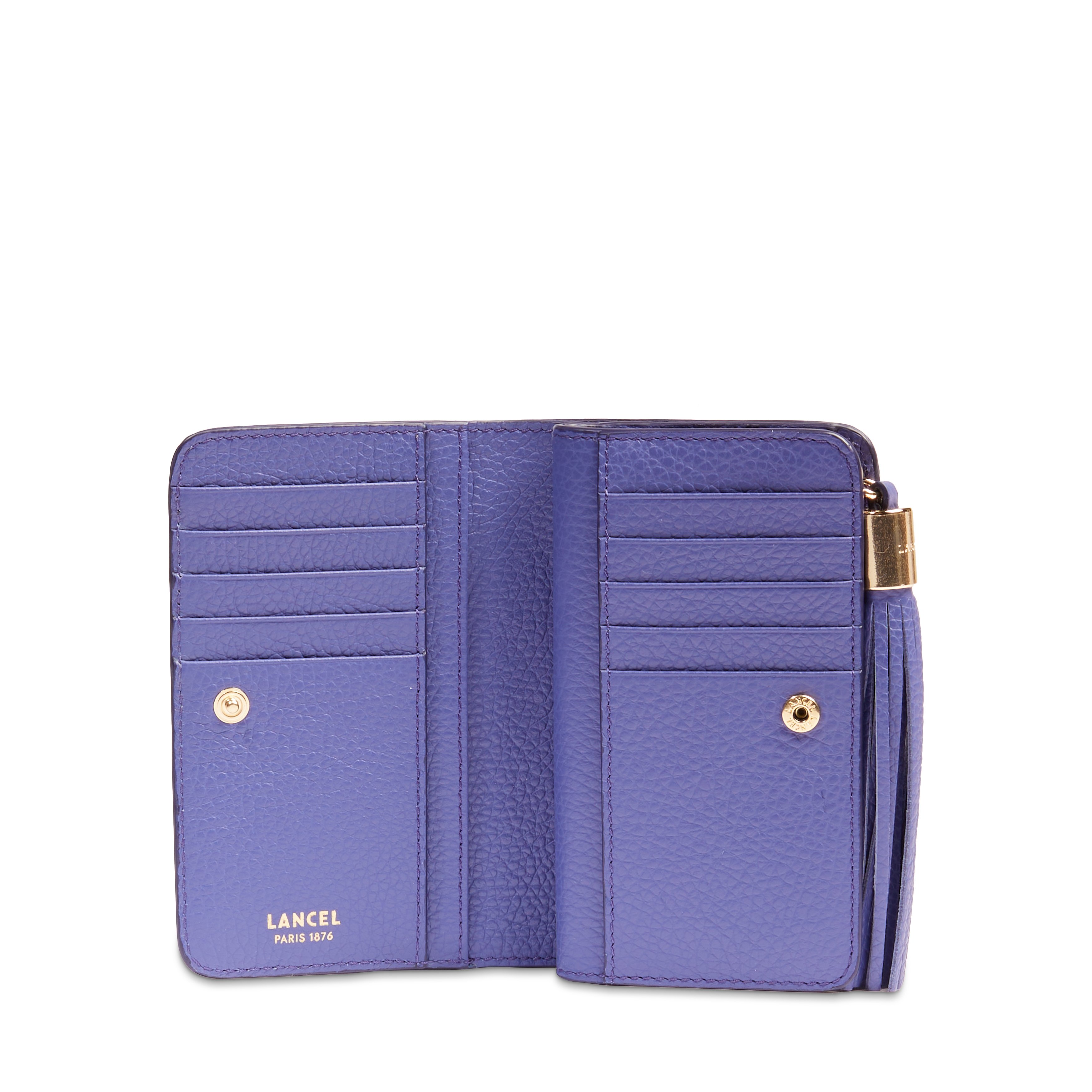 Compacte rechthoekige portefeuille van Lancel's Premier Flirt in leer. LANCEL Blauw