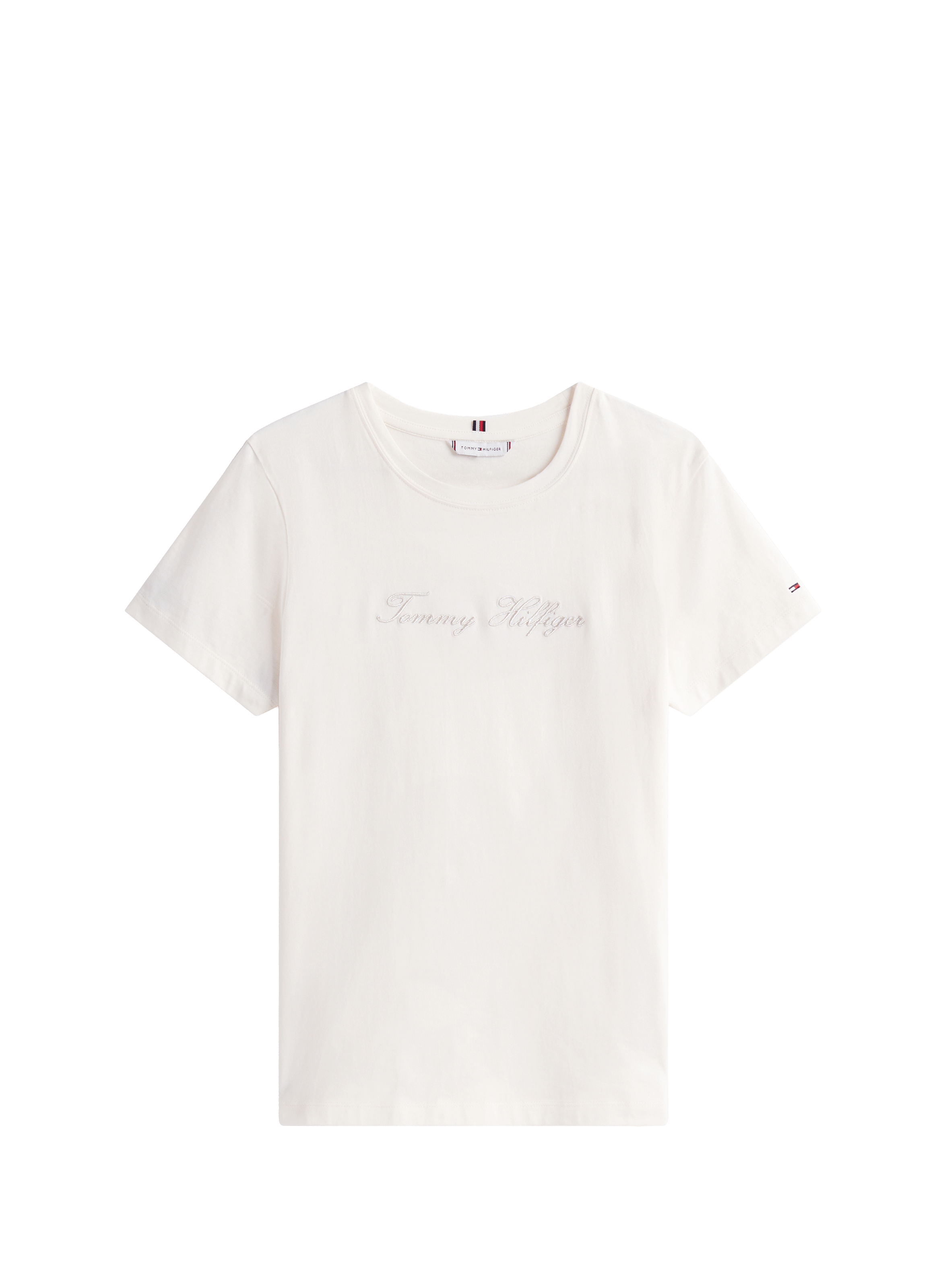 T-shirt with crew neck and embroidered logo TOMMY HILFIGER White