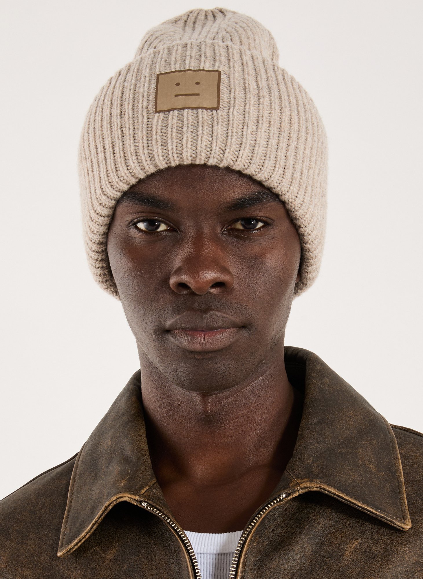 Bonnet en laine mélangée ACNE STUDIOS Beige