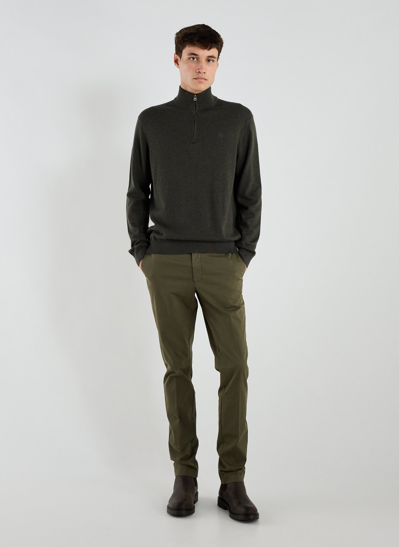 Pantalon slim en coton mélangé HACKETT Vert