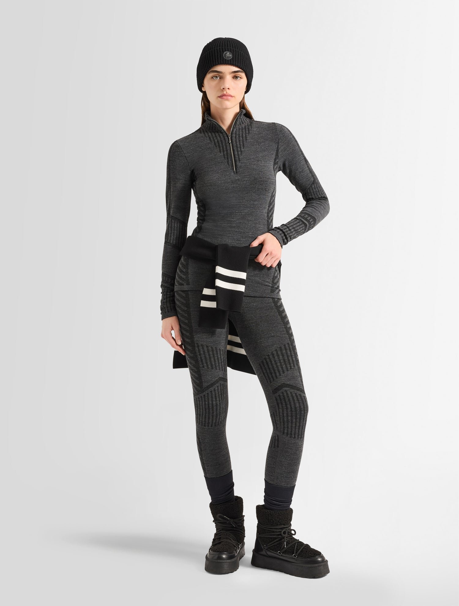 T-shirt manches longues seama col montant  coupe ajustée FUSALP Gris