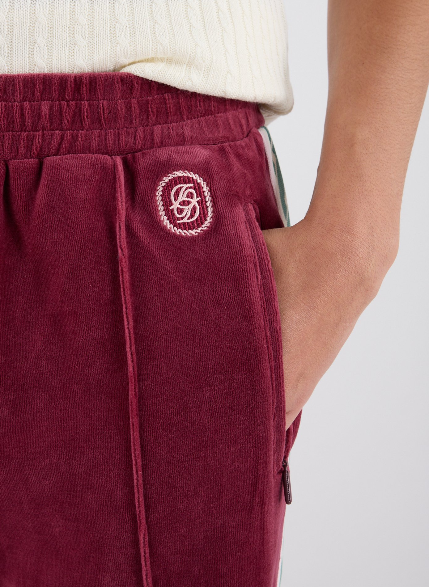 Mixed cotton velvet sweatpants DROLE DE MONSIEUR Red