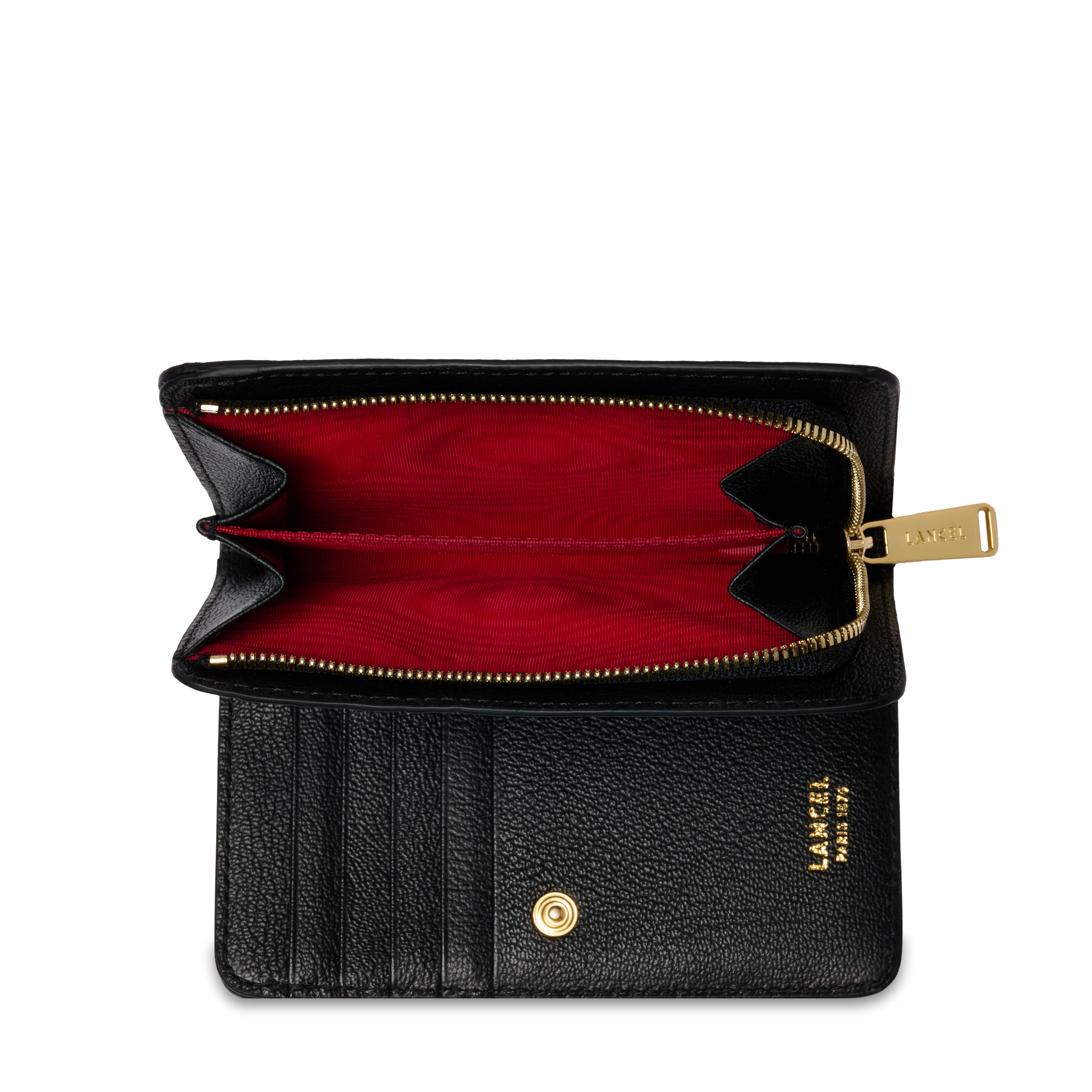 Portefeuille rectangulaire zippé bcbg de lancel en cuir LANCEL Noir